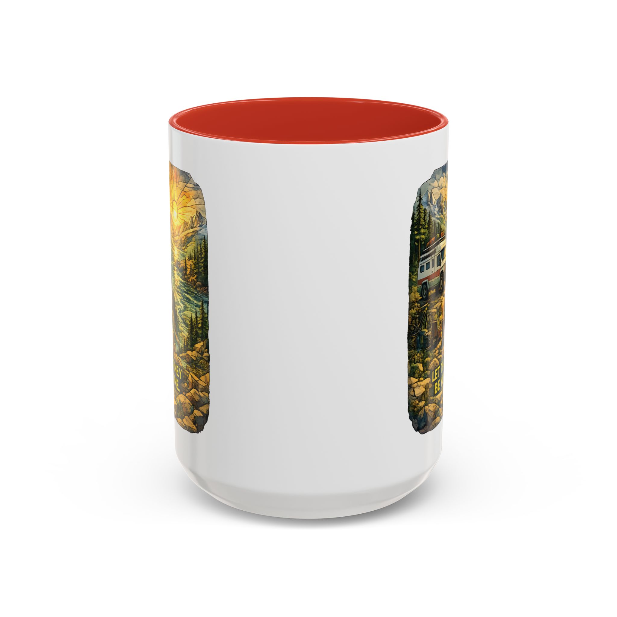 Accent Coffee Mug (11, 15oz) — "Let The Journey Be Your Home" Design Cubic-Line