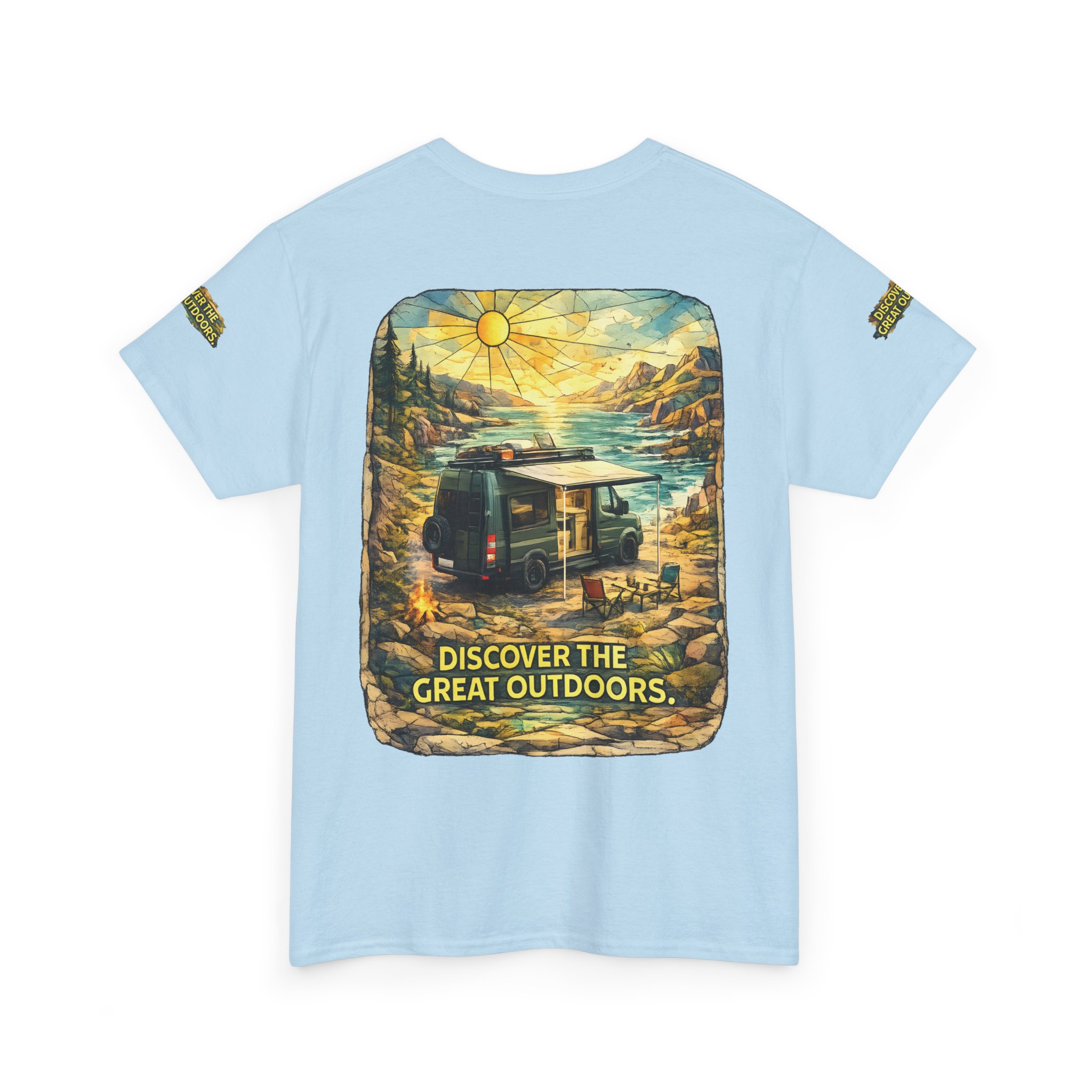 Unisex Heavy Cotton Tee — "Discover The Great Outdoors" Design Cubic-Line