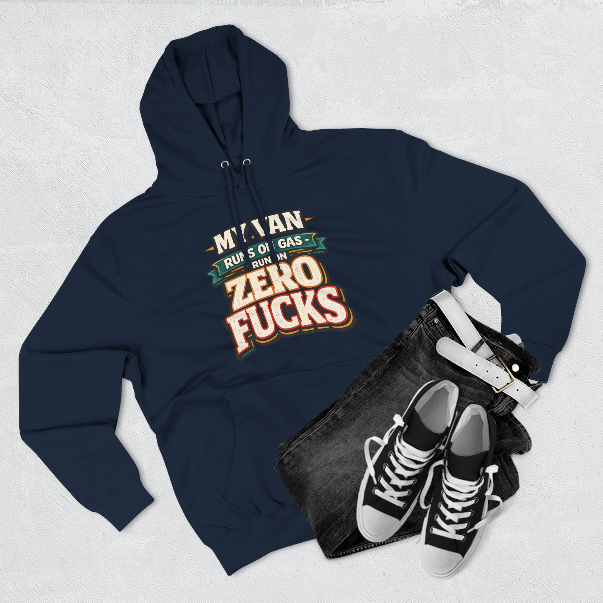 Three-Panel Fleece Hoodie - "My Van Runs On Gas" Design F**K-Line