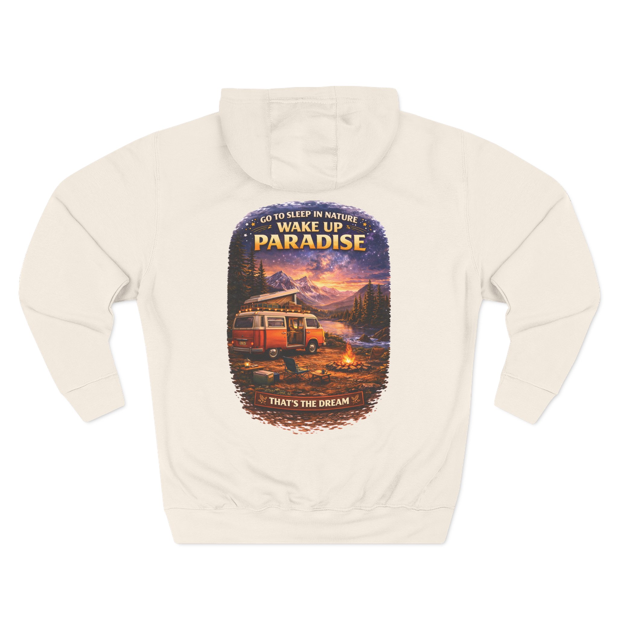 Three-Panel Fleece Hoodie - "Go To Sleep In Nature " Design Scenic-Line