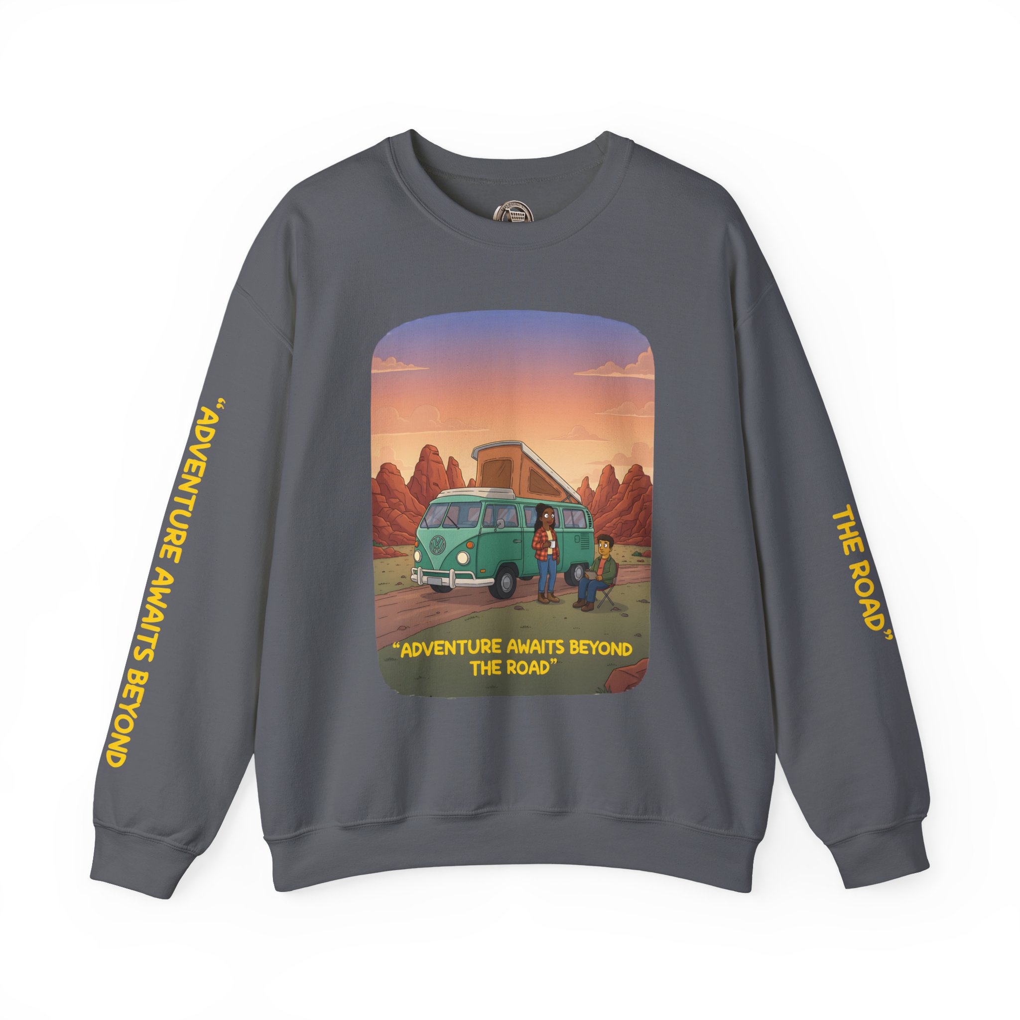 17170531450722094778_2048.jpeg Unisex Heavy Blend™ Crewneck Sweatshirt — "Adventure Awaits Beyond The Road" Design Sitcom-Line