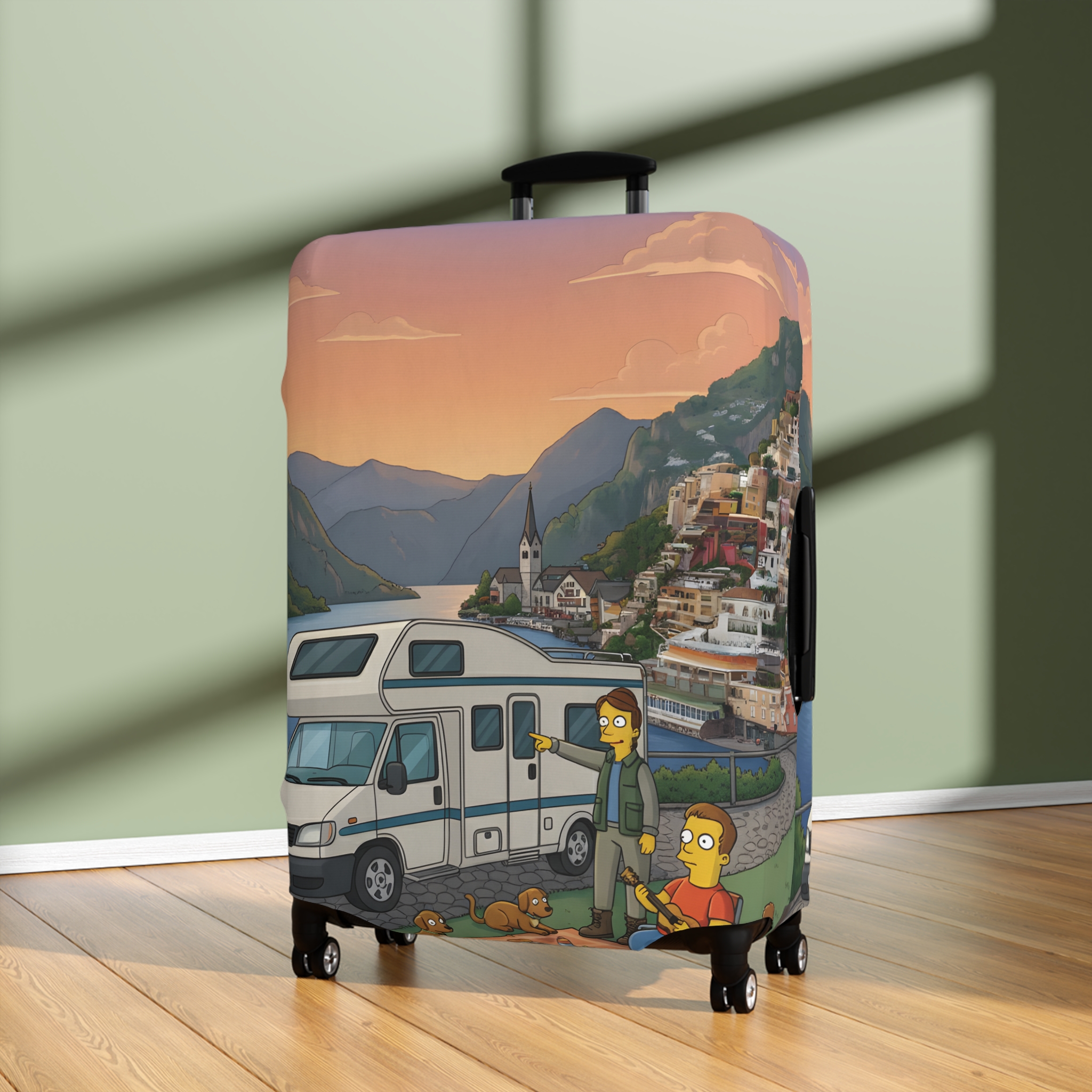 Luggage Cover — Adventure Camper Sketch Travel Suitcase(Design Sitcom-Line)