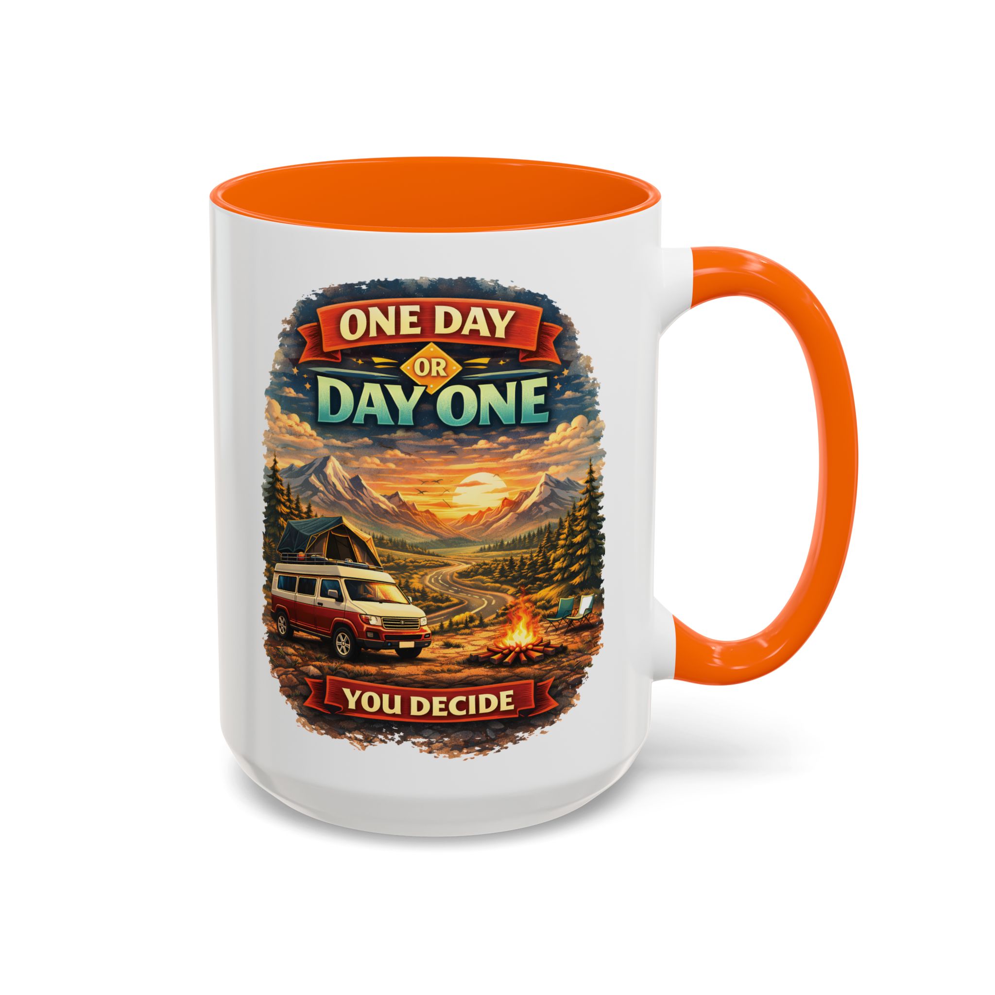 Accent Coffee Mug (11, 15oz) — "One Day Or Day One" Design Scenic-Line