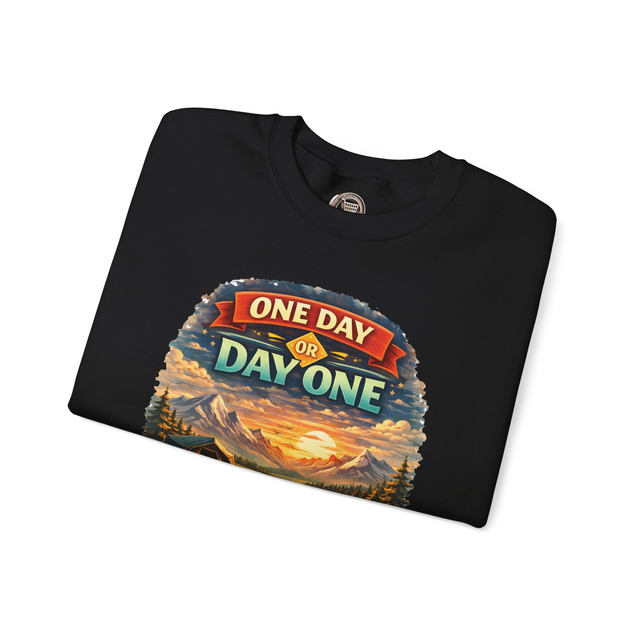Unisex Heavy Blend™ Crewneck Sweatshirt — "One Day Or Day One" Design Scenic-Line
