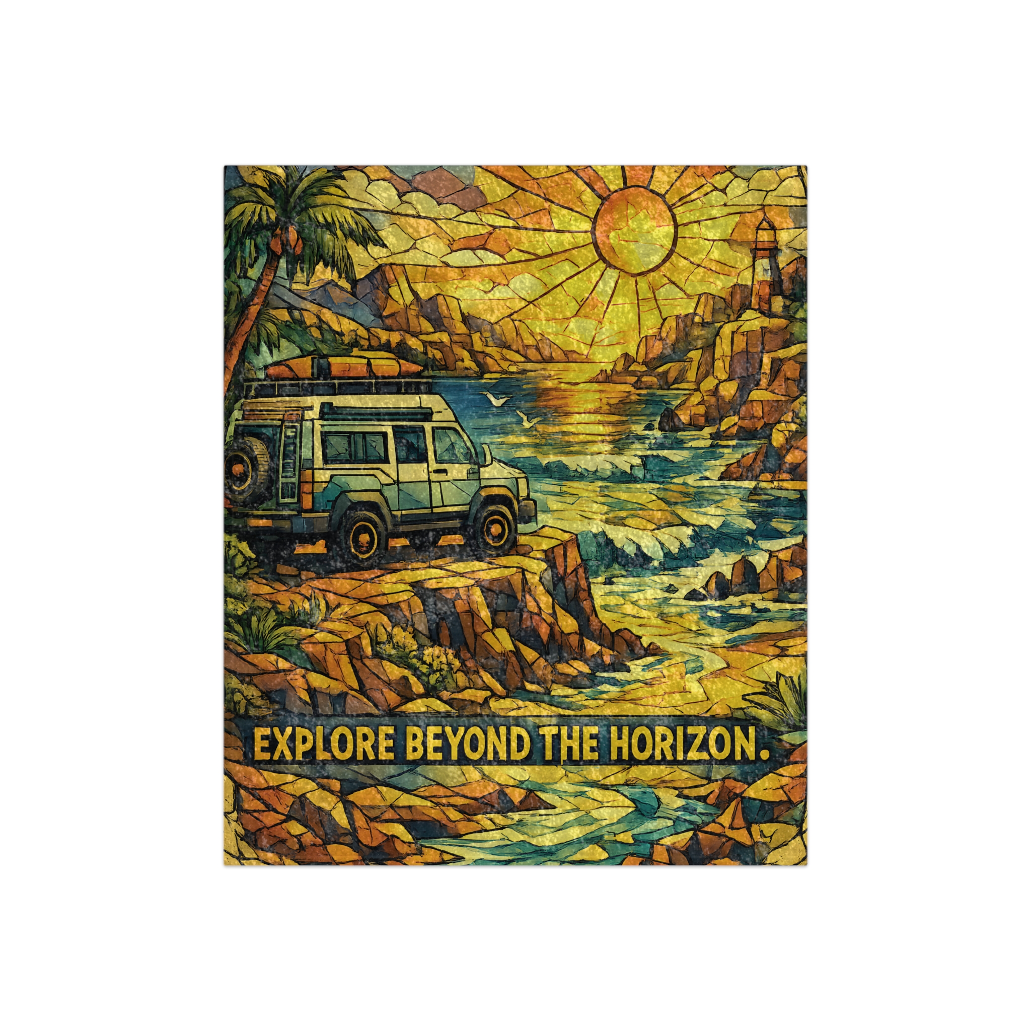 17181501780871674533_2048.jpeg Crushed Velvet Blanket —"Explore Beyond The Horizon" Design Cubic-Line(Campervan)