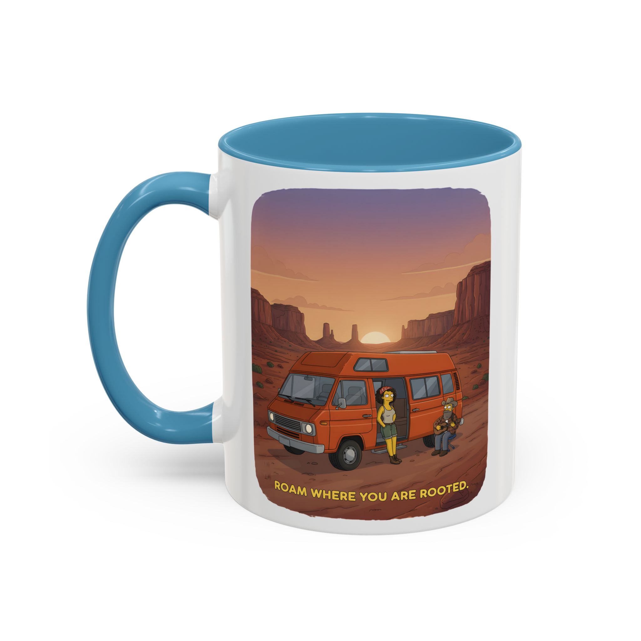 Accent Coffee Mug (11, 15oz) — "Roam Where You Are Rooted" Design Sitcom-Line