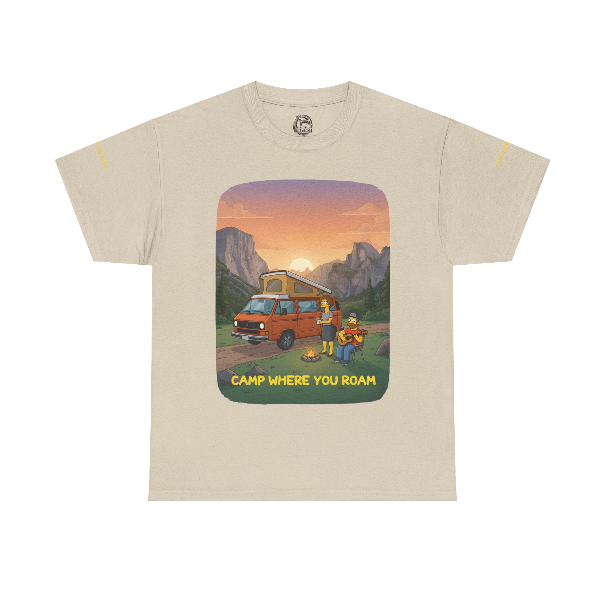 Unisex Heavy Cotton Tee — "Camp Where You Roam" Design Sitcom-Line