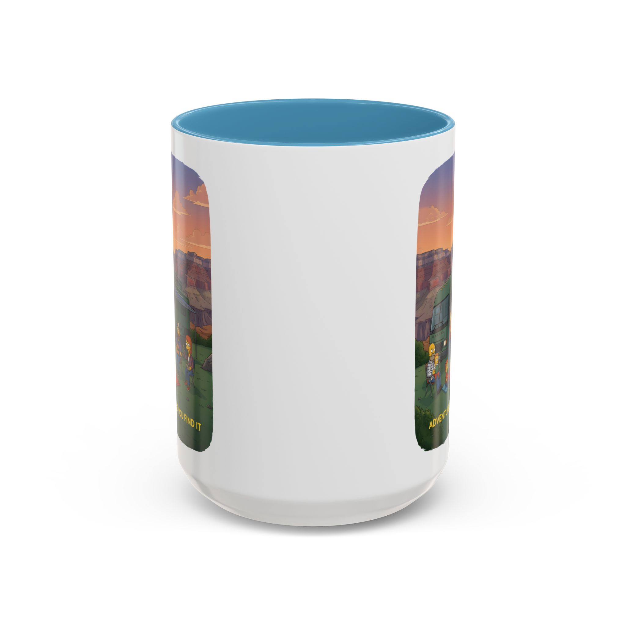 Accent Coffee Mug (11, 15oz) — "Adventure Is Where You Find It" Design Sitcom-Line