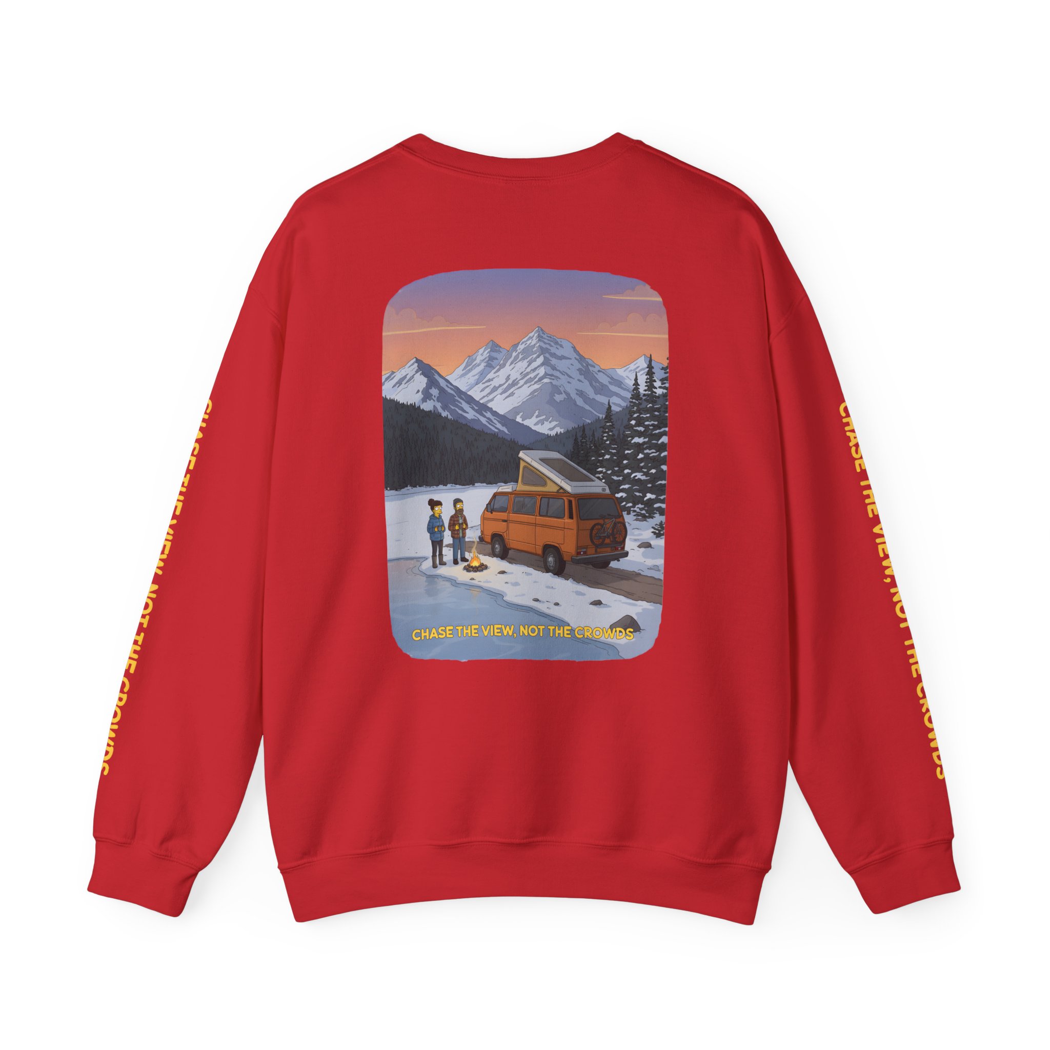 Unisex Heavy Blend™ Crewneck Sweatshirt — "Chase The Views-Not The Crowds"" Design Sitcom-Line