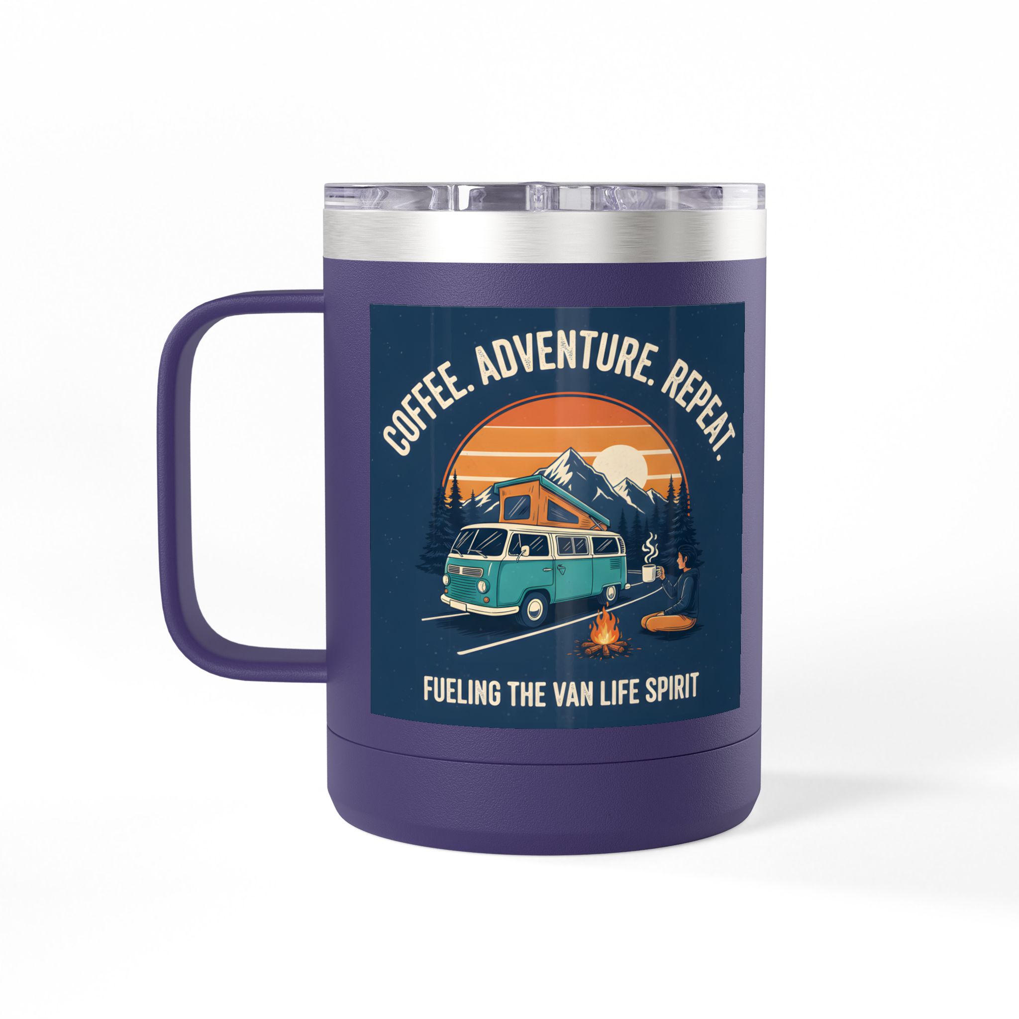 Coffee Mug Tumbler, 15oz — “Coffee. Adventure. Repeat.”