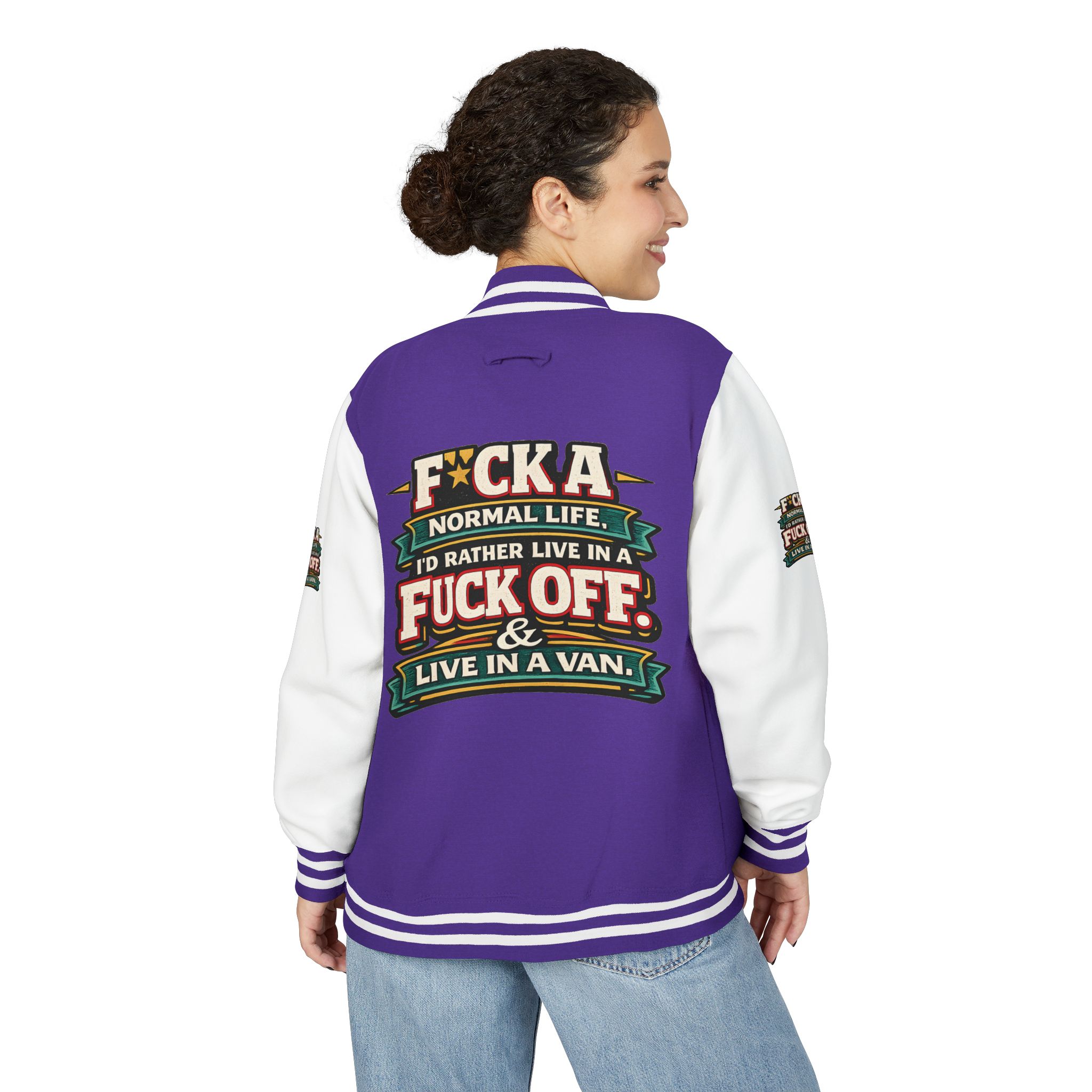 Unisex Heavyweight Letterman Jacket — "Fuck A Normal Life" Design F**K-Line