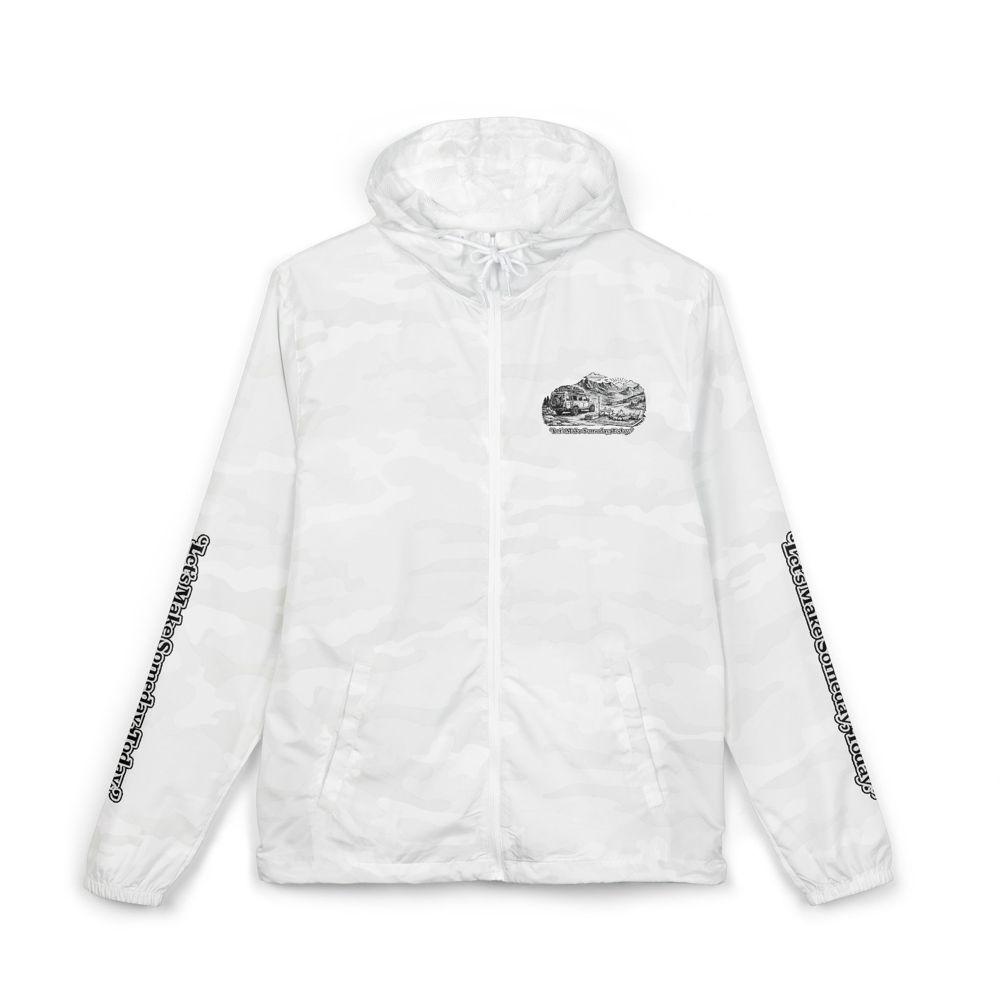 Unisex Full-Zip Windbreaker Jacket — "Lets Make Some Day" (Design "Minimal-Line")
