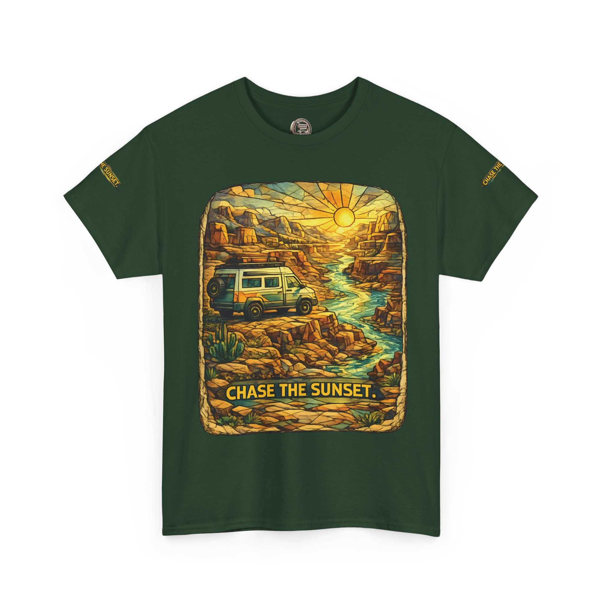 17211908150150935230_2048.jpeg Unisex Heavy Cotton Tee — "Chase The Sunset" Design Cubic-Line