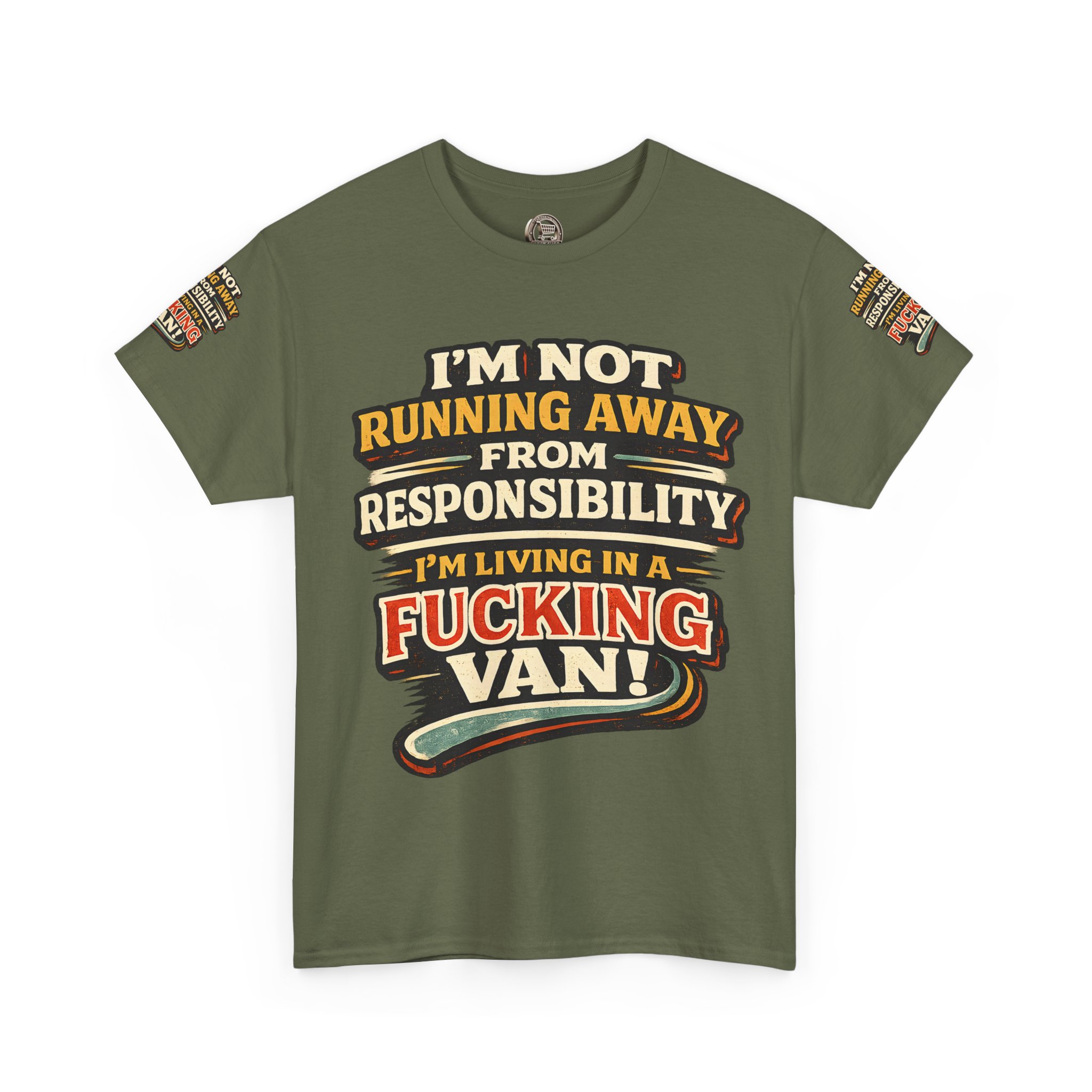 Unisex Heavy Cotton Tee — "I`m Not running Away" Design F**K-Line