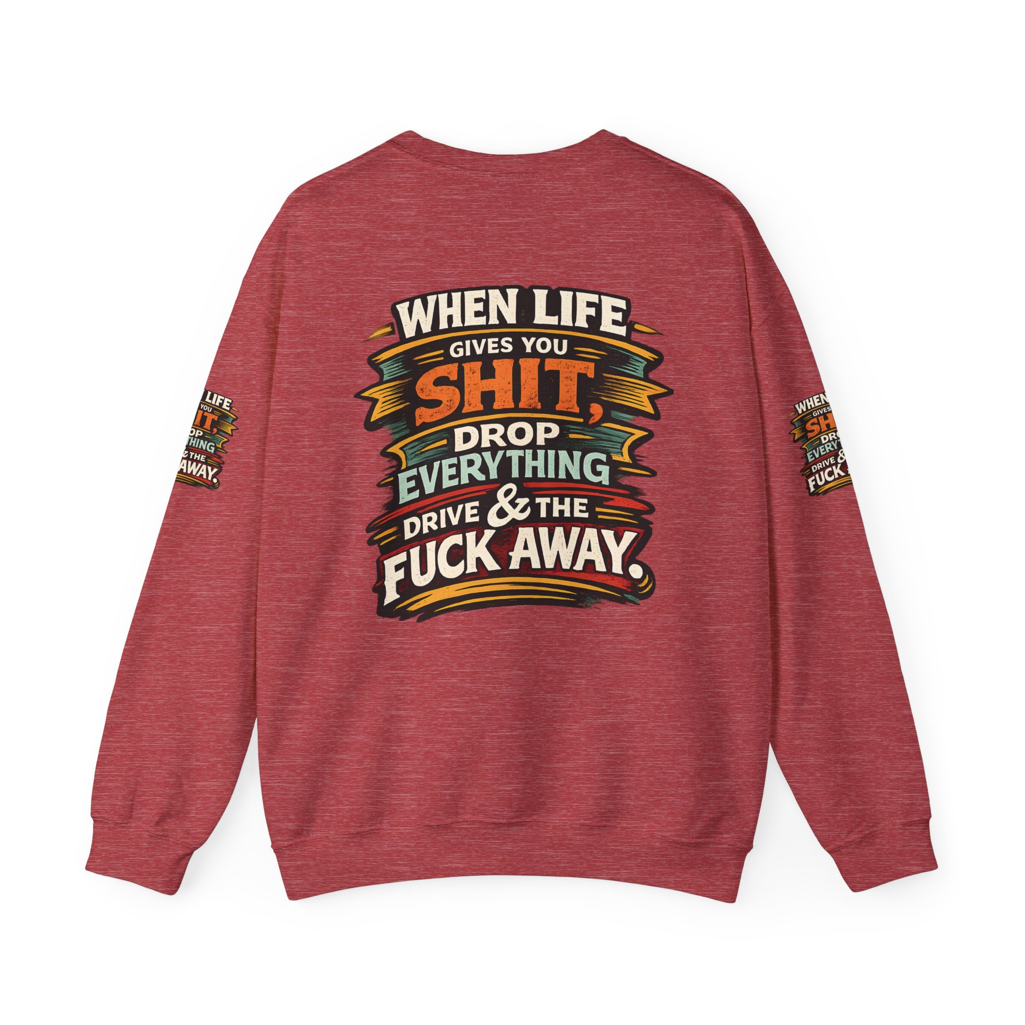 Unisex Heavy Blend™ Crewneck Sweatshirt — "When Live Gives You Shit" Design F**K-Line