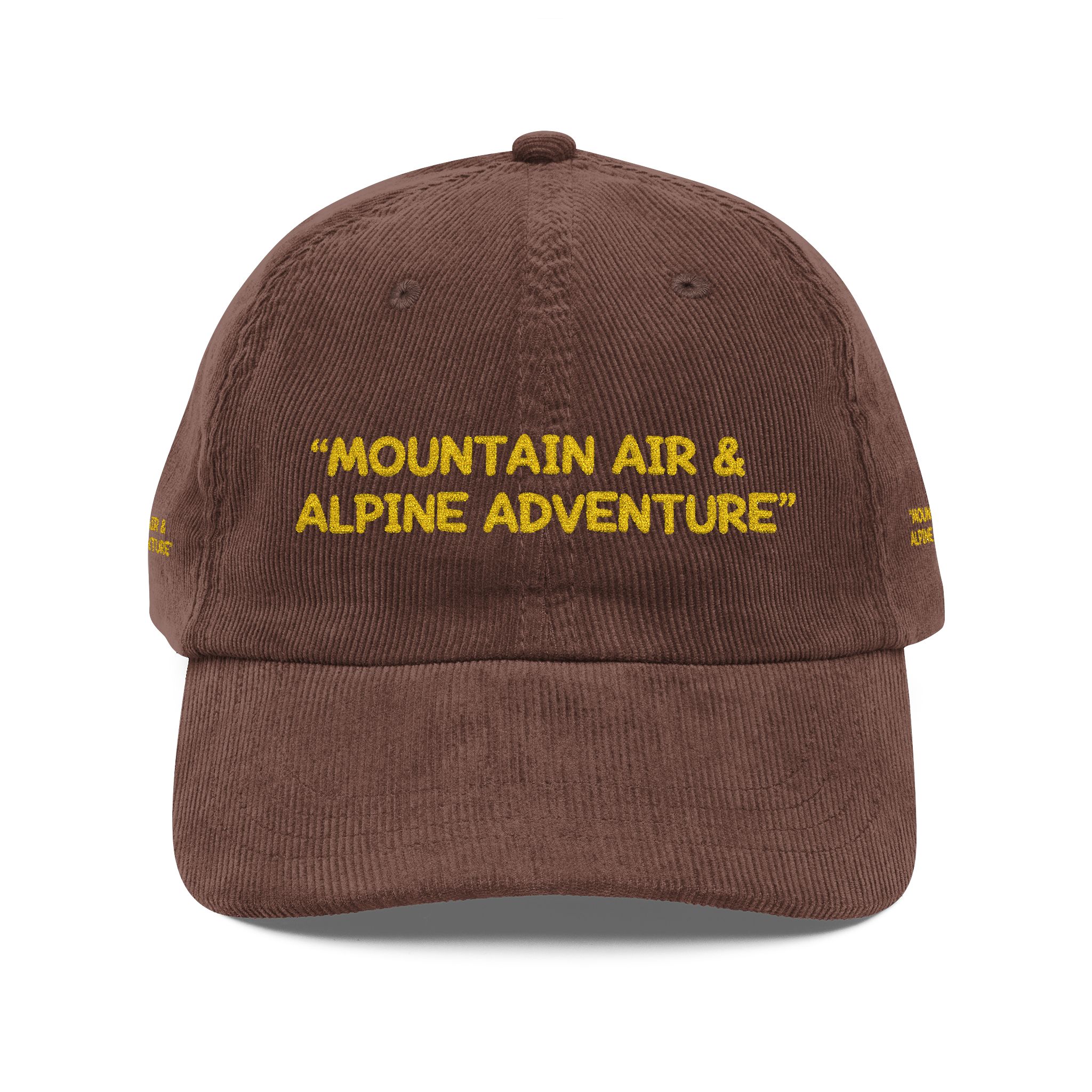 Vintage Corduroy Cap (Embroidery) — "Mountain Air & Alpine Adventure" Embroidered Hat