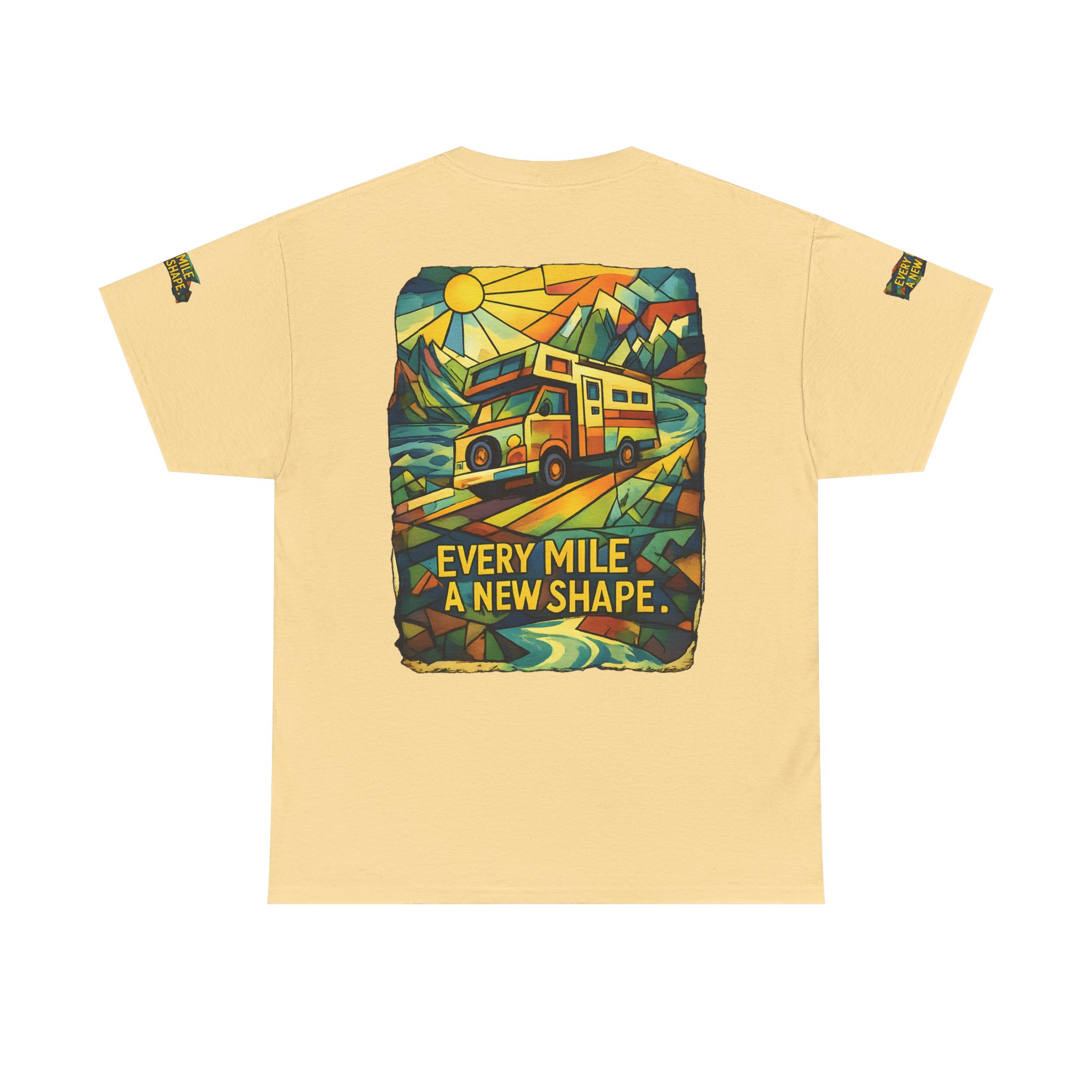 Unisex Heavy Cotton Tee — "Every Mile A New Shape" Design Cubic-Line