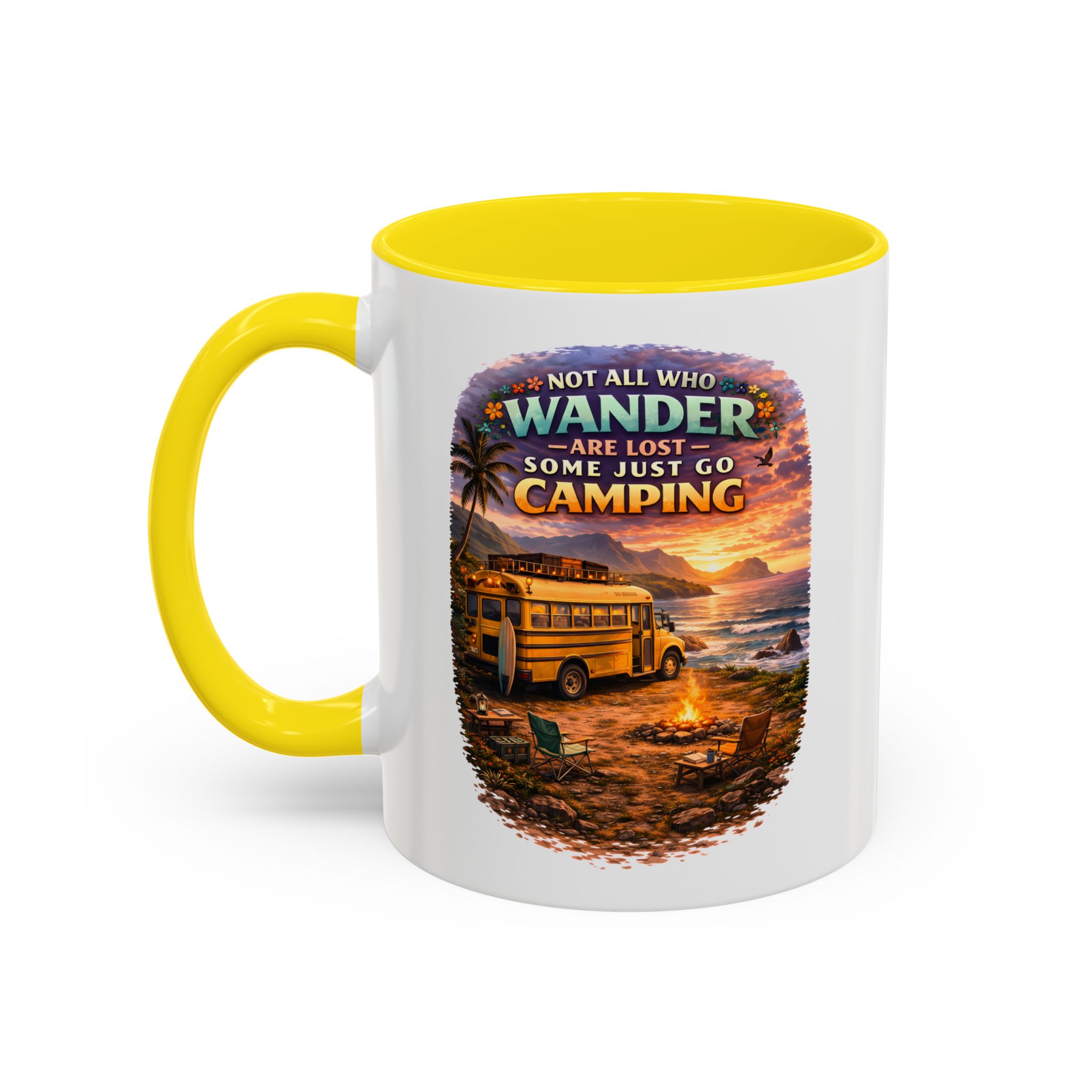 Accent Coffee Mug (11, 15oz) — "Not All Who Wander Are Lost" Design Scenic-Line
