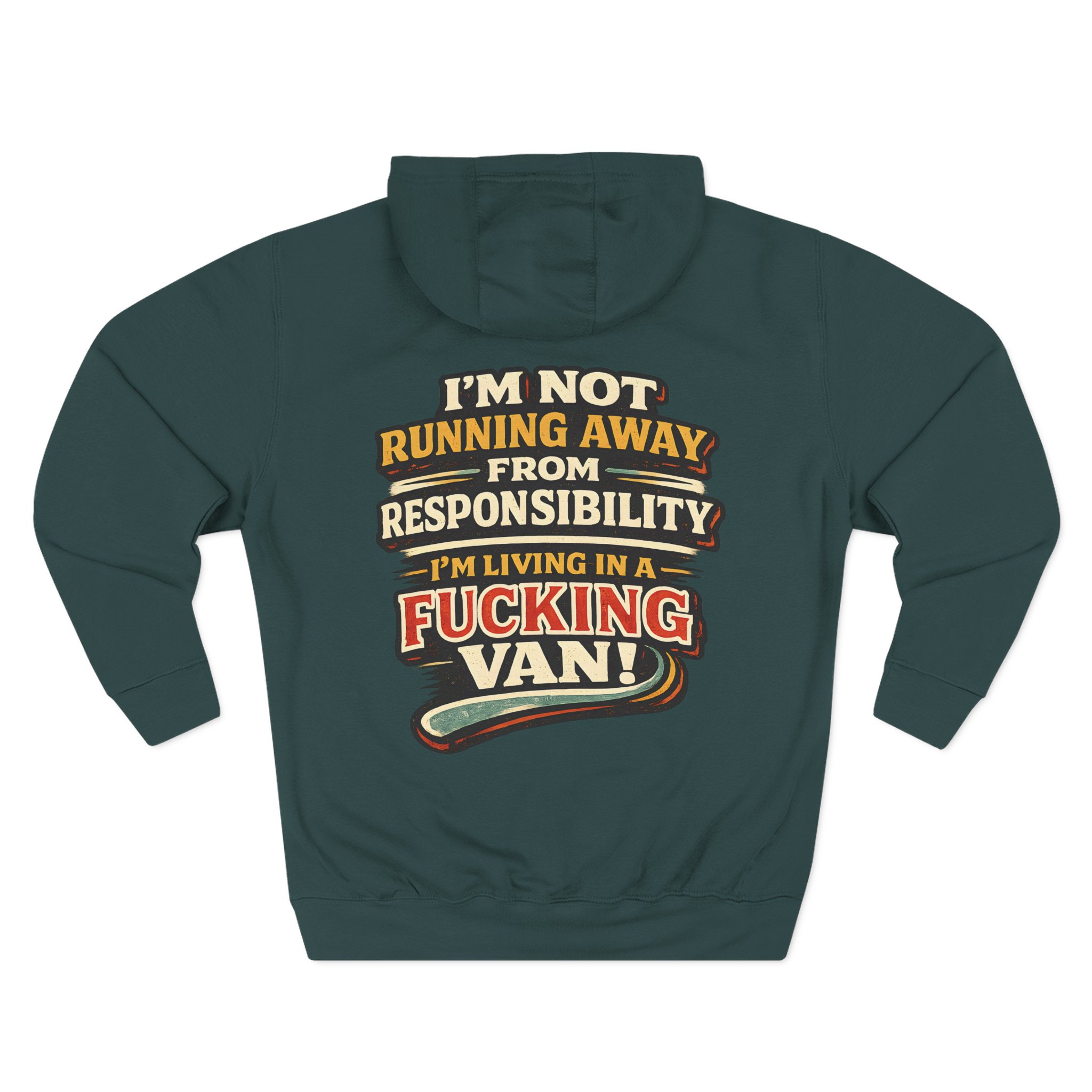 Three-Panel Fleece Hoodie - "I`m Not running Away" Design F**K-Line