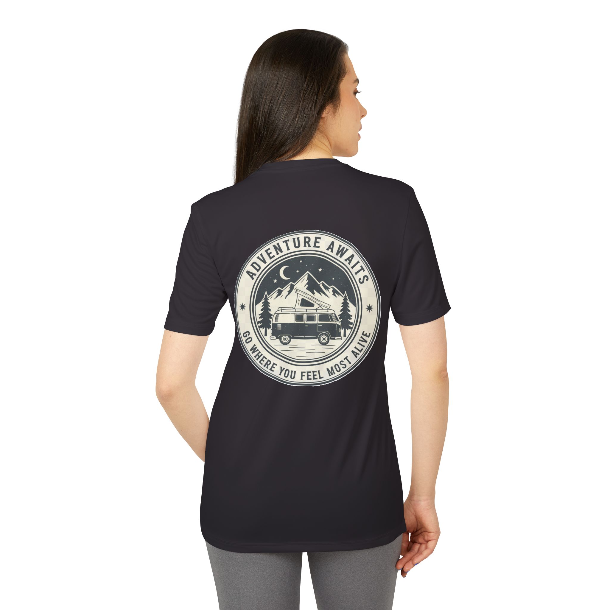 T-Shirt(Adidas) - 'Adventure Awaits-Go Where You Feel Most Alive' (Only Back printed)