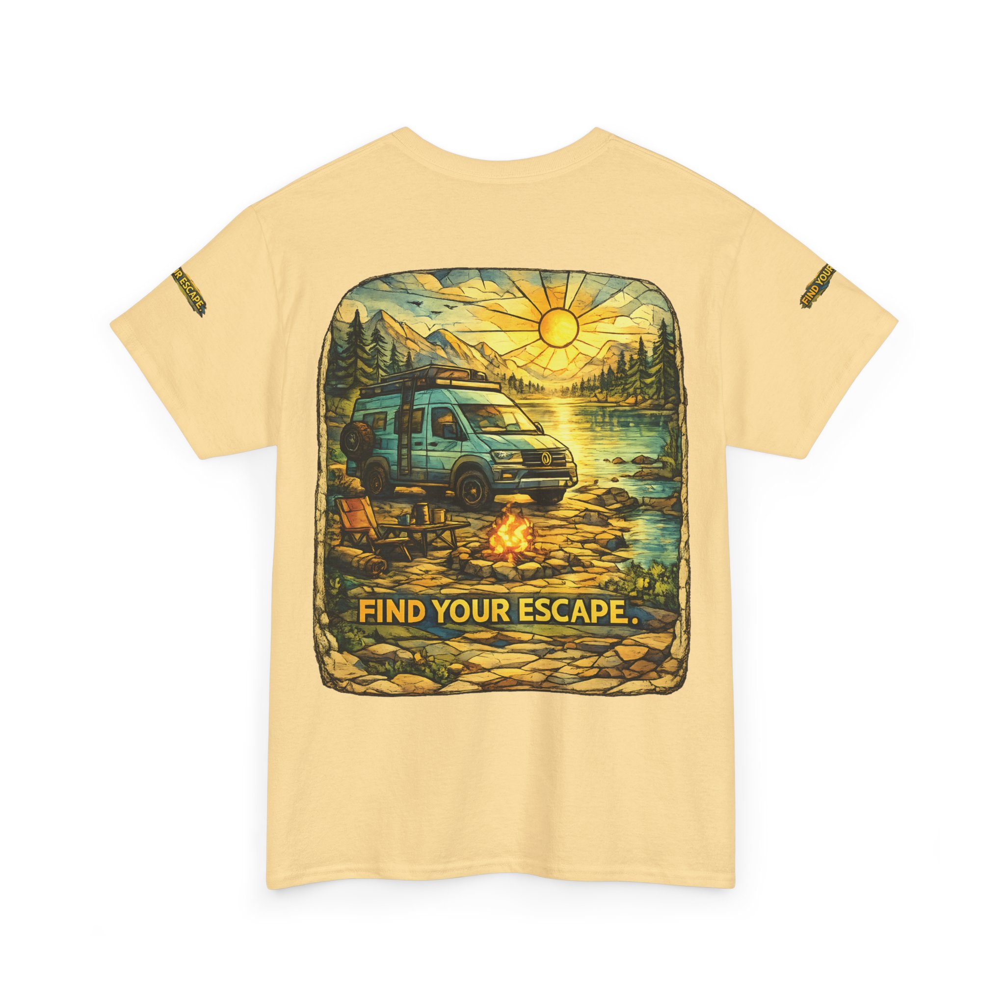 Unisex Heavy Cotton Tee — "Find Your Escape" Design Cubic-Line
