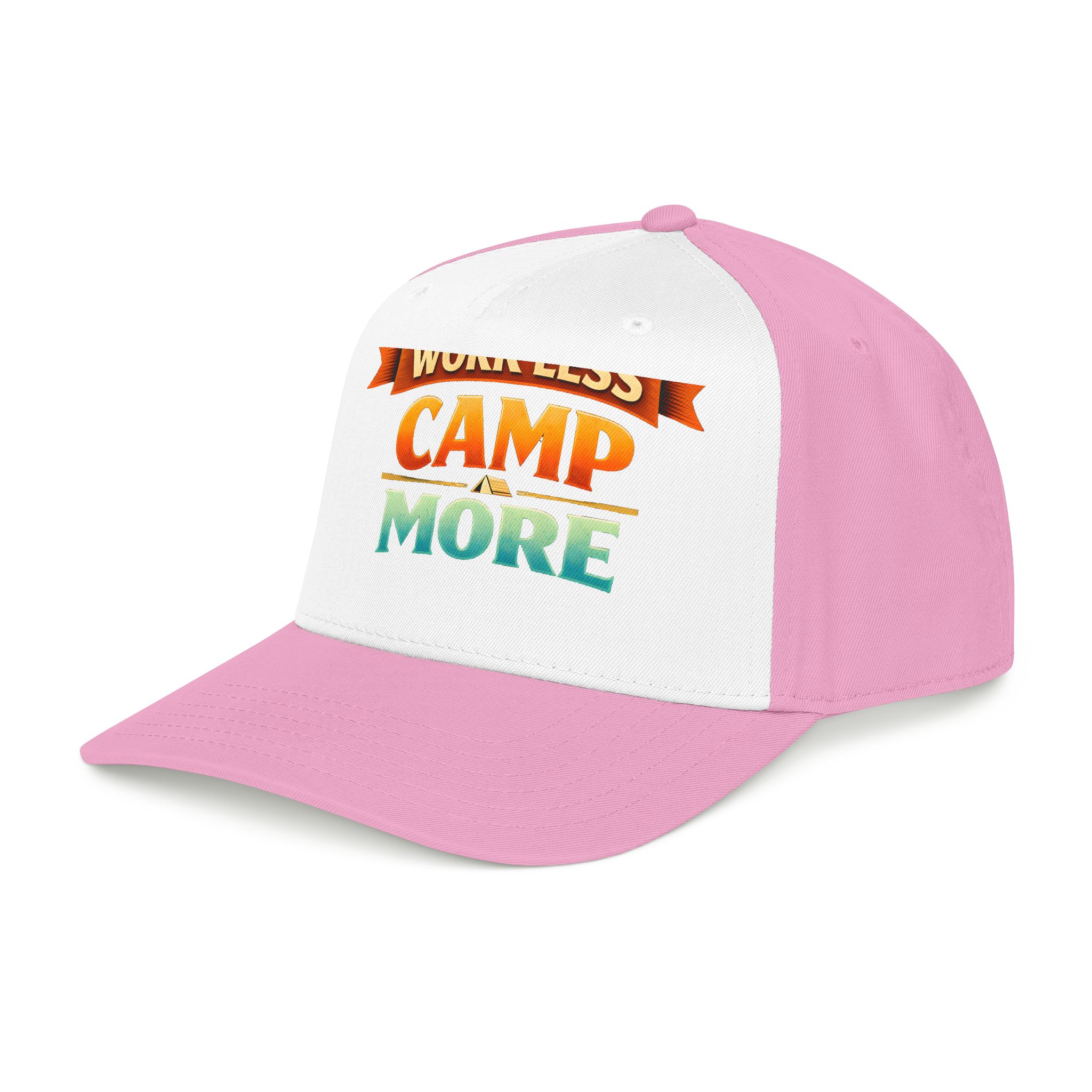 Baseball Cap - "Work Less-Camp More" Design Scenic-Line