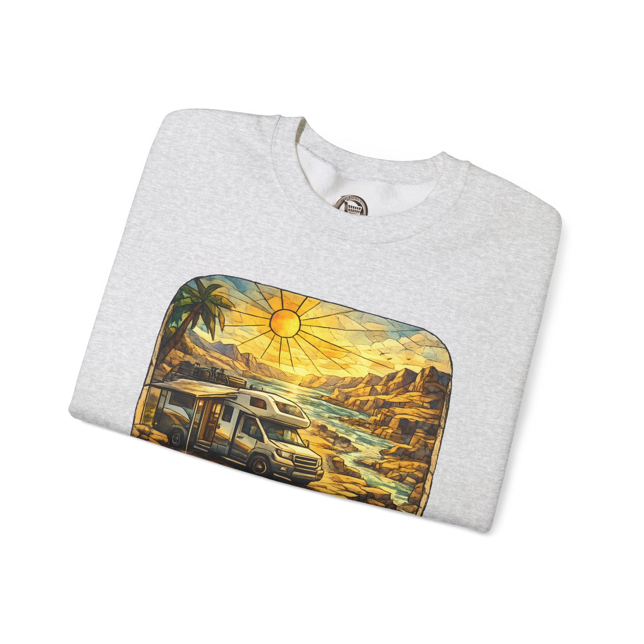 Unisex Heavy Blend™ Crewneck Sweatshirt — "Let The Journey Unfold" Design Cubic-Line