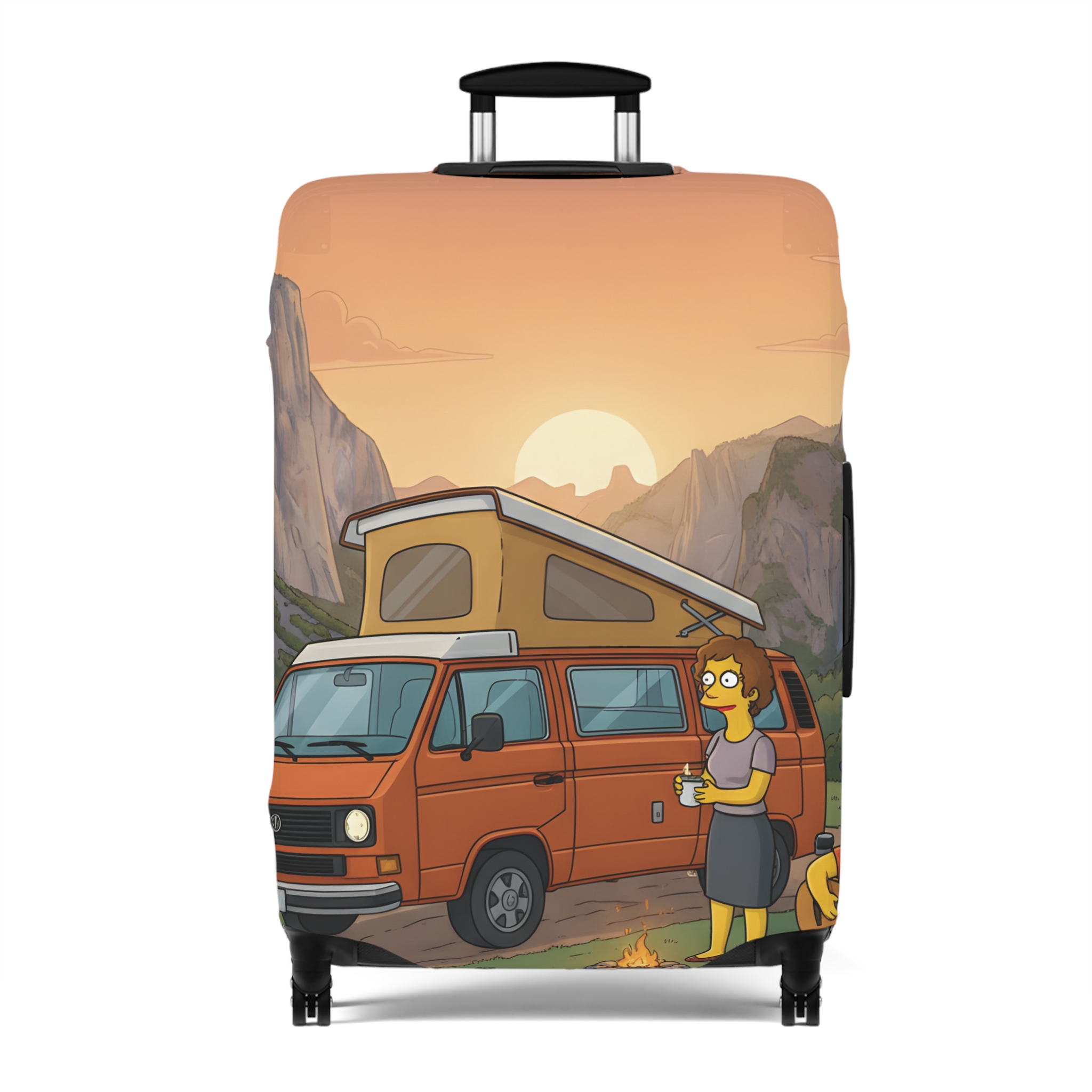 Luggage Cover — Adventure Camper Sketch Travel Suitcase(Design Sitcom-Line)