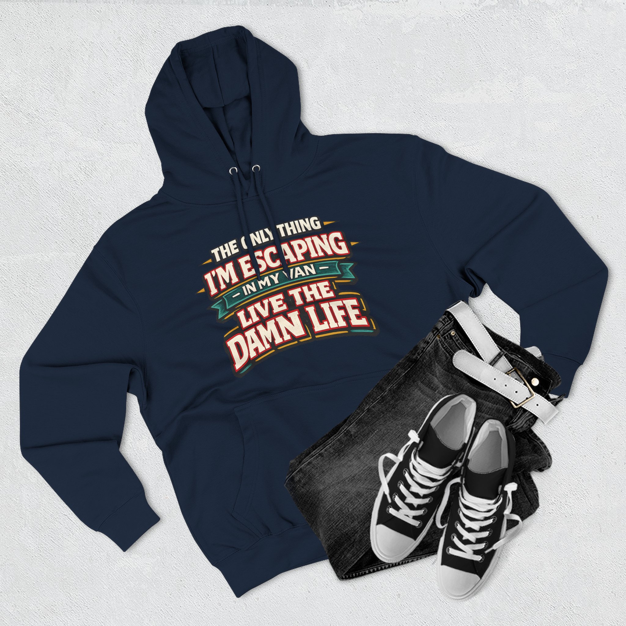 17250546550618831661_2048.jpeg Three-Panel Fleece Hoodie - "The Only Thing I´m Escaping" Design F**K-Line