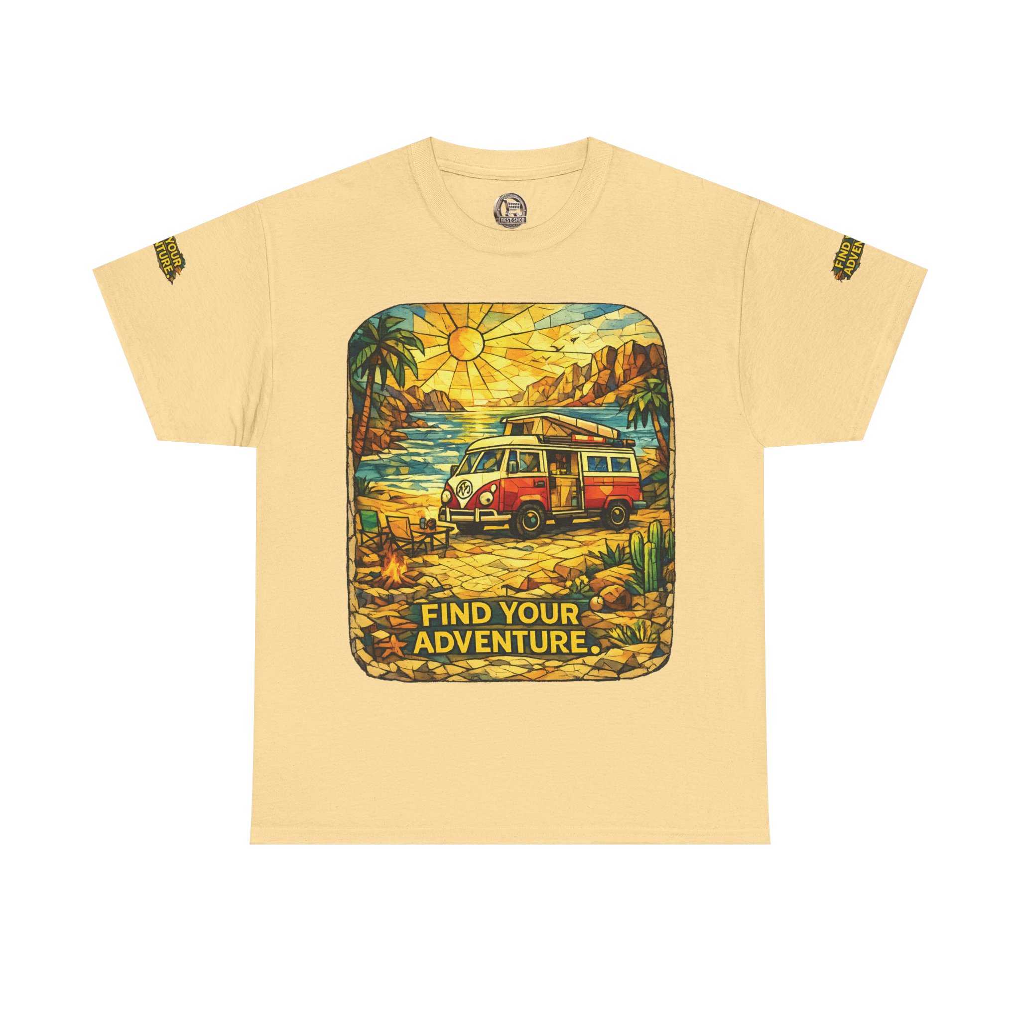 Unisex Heavy Cotton Tee — "Find Your Adventure" Design Cubic-Line