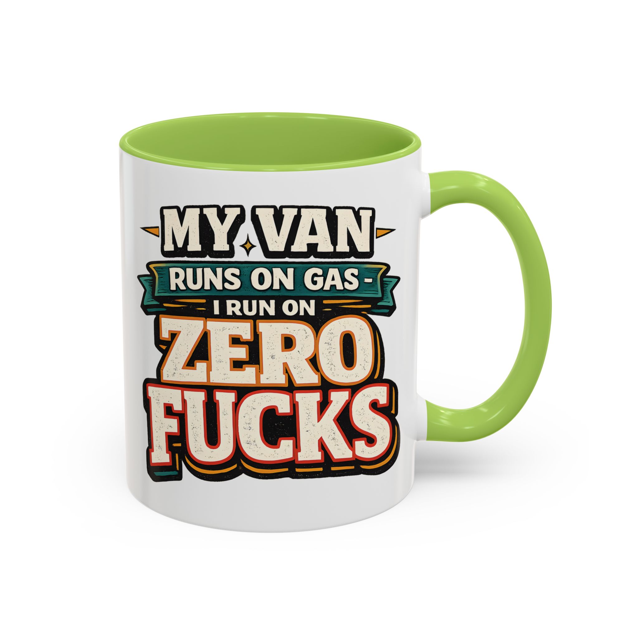 Accent Coffee Mug (11, 15oz) — "My Van Runs On Gas" Design F**K-Line