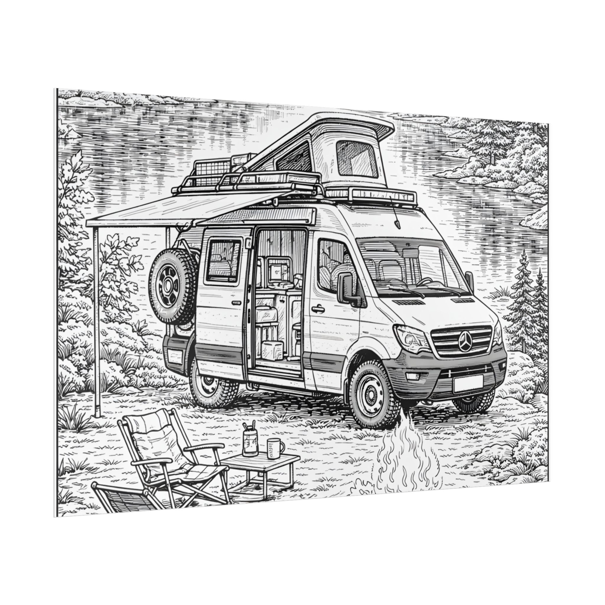 Campervan Poster — Vintage RV Camping Landscape Wall Art