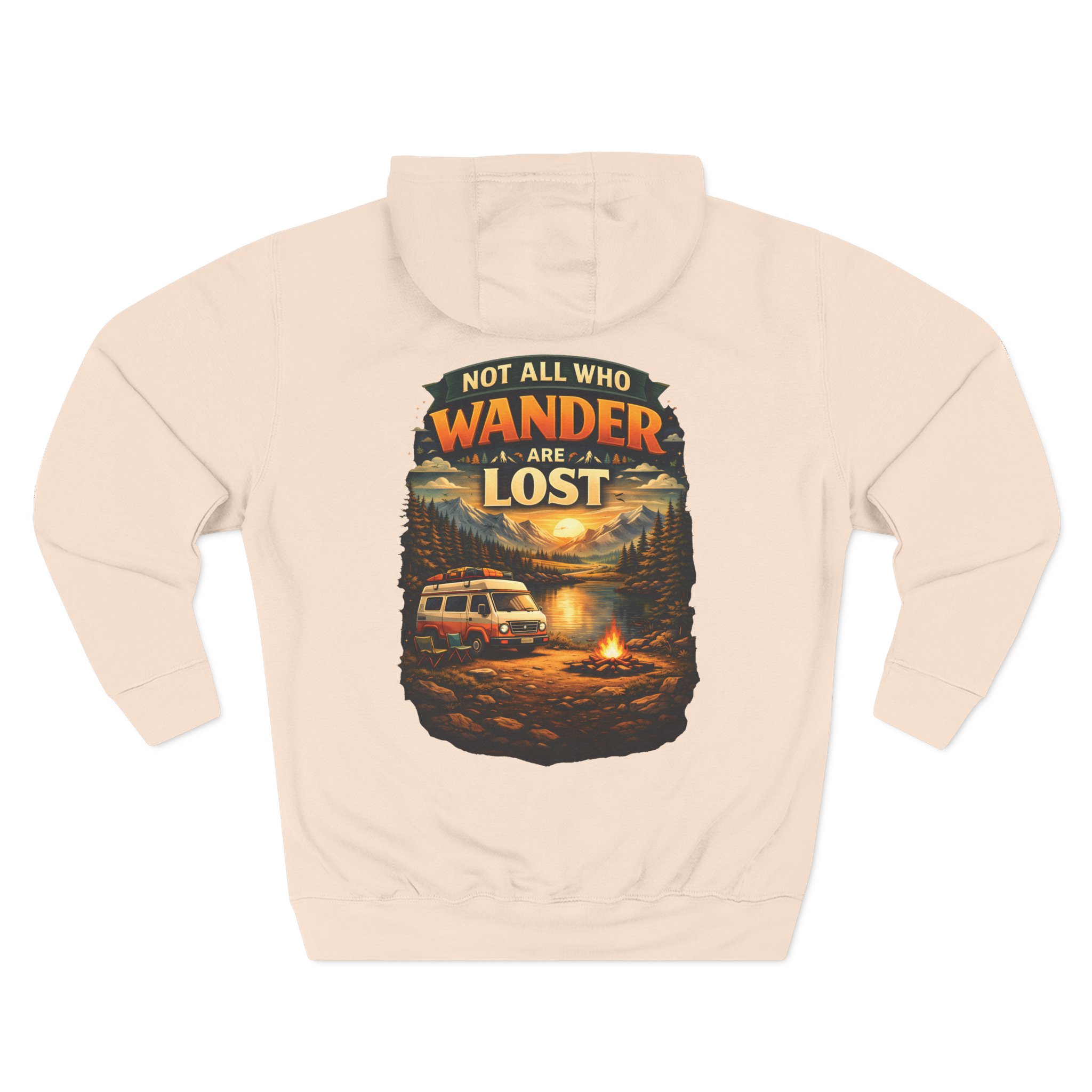 Three-Panel Fleece Hoodie - "Not All Who Wander Are Lost" Design Scenic-Line