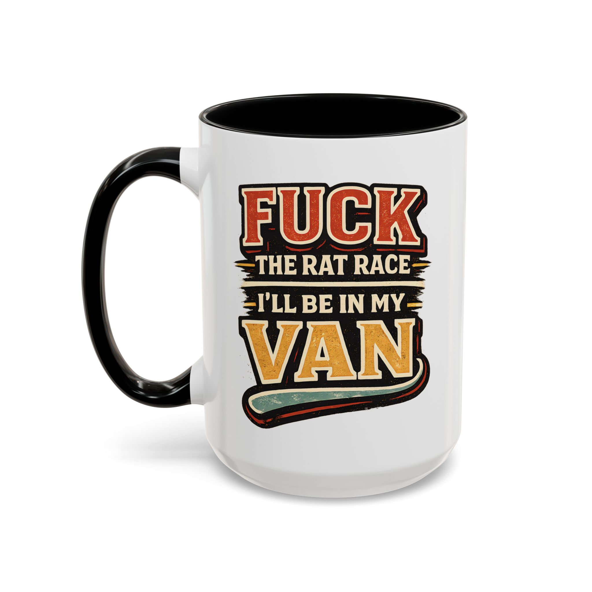 Accent Coffee Mug (11, 15oz) — "Fuck The Rat Race" Design F**K-Line