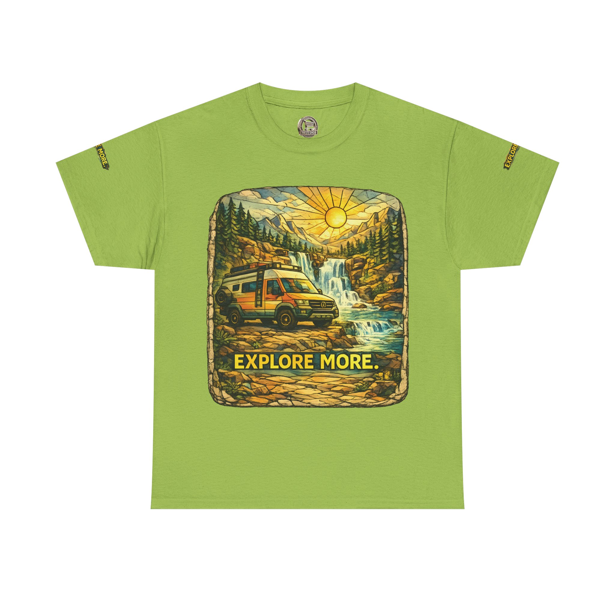 Unisex Heavy Cotton Tee — "Explore More" Design Cubic-Line