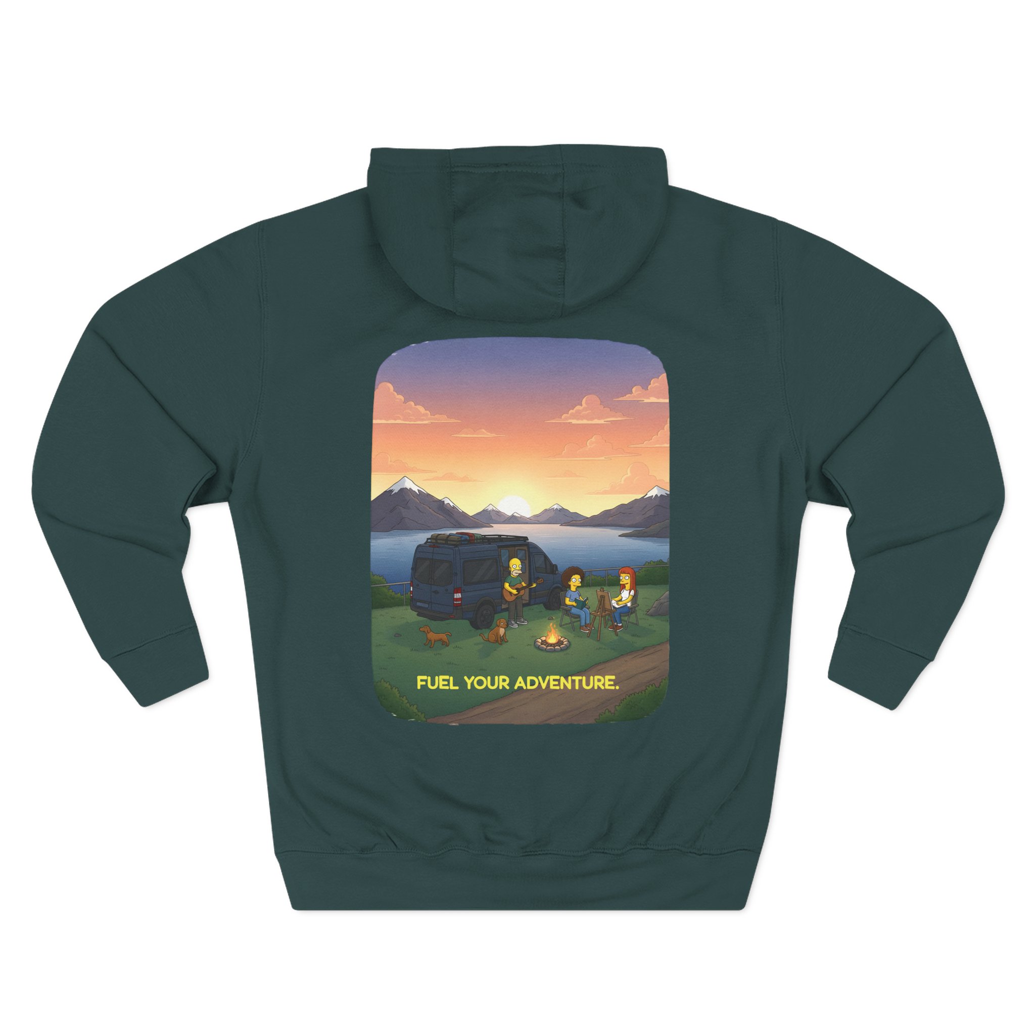 Three-Panel Fleece Hoodie - "Fuel Your Adventure" Design Sitcom-Line
