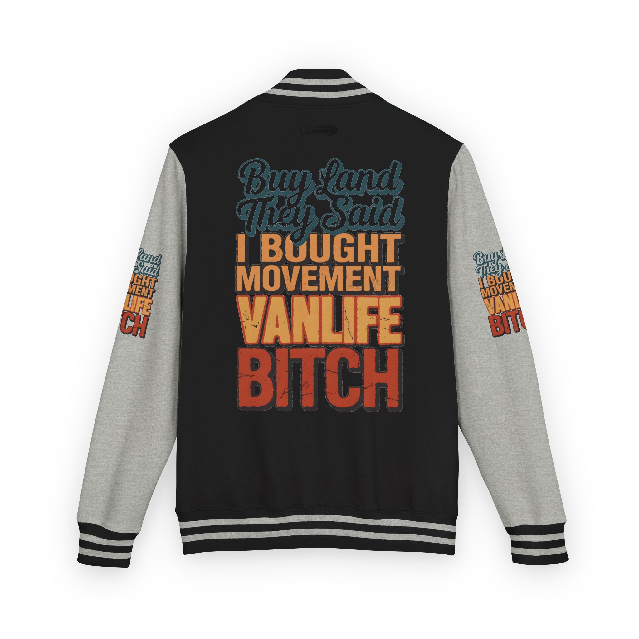 17278804270893256652_2048-1.jpeg Unisex Heavyweight Letterman Jacket — "Buy Land They Said" Design F**K-Line