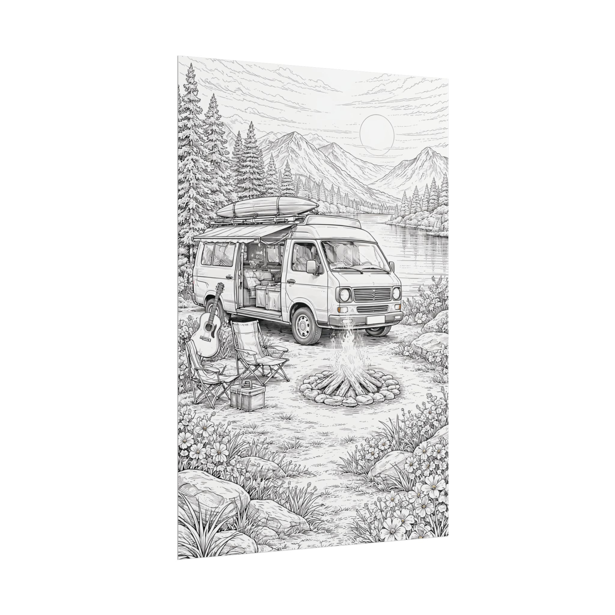 Campervan Poster — Vintage RV Camping Landscape Wall Art