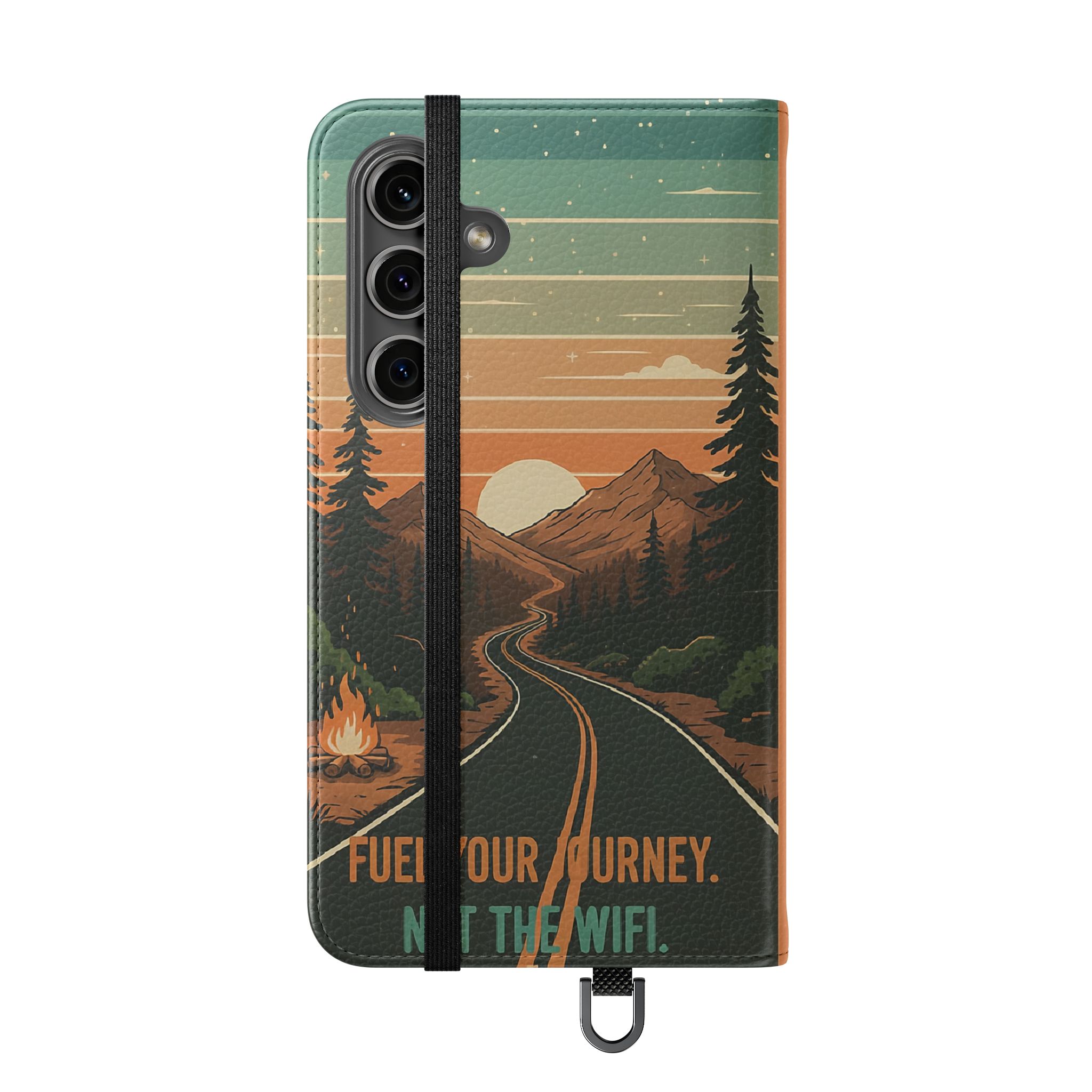 Flip Phone Case — "Adventure Awaits Unplug & Drive" Wallet Case
