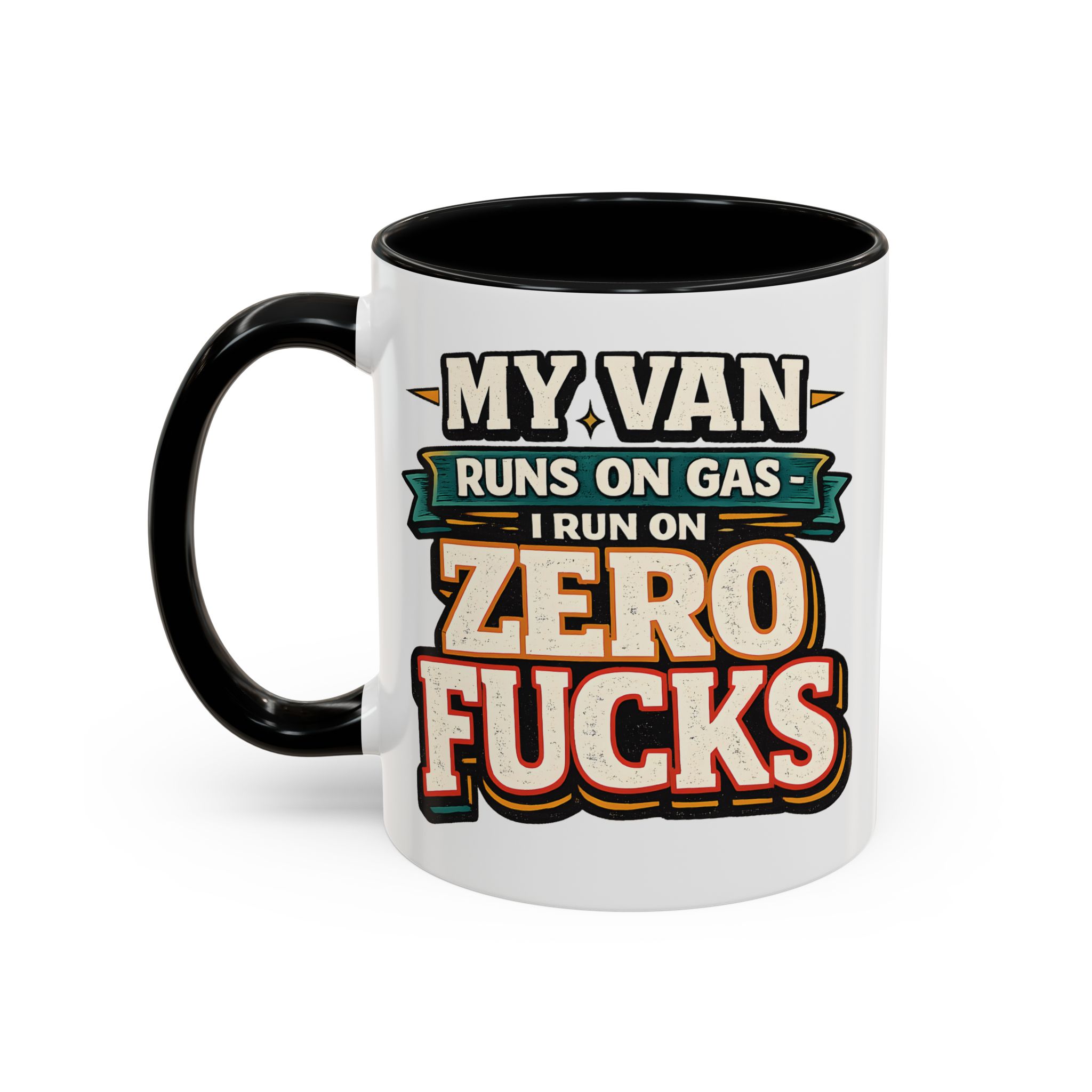Accent Coffee Mug (11, 15oz) — "My Van Runs On Gas" Design F**K-Line