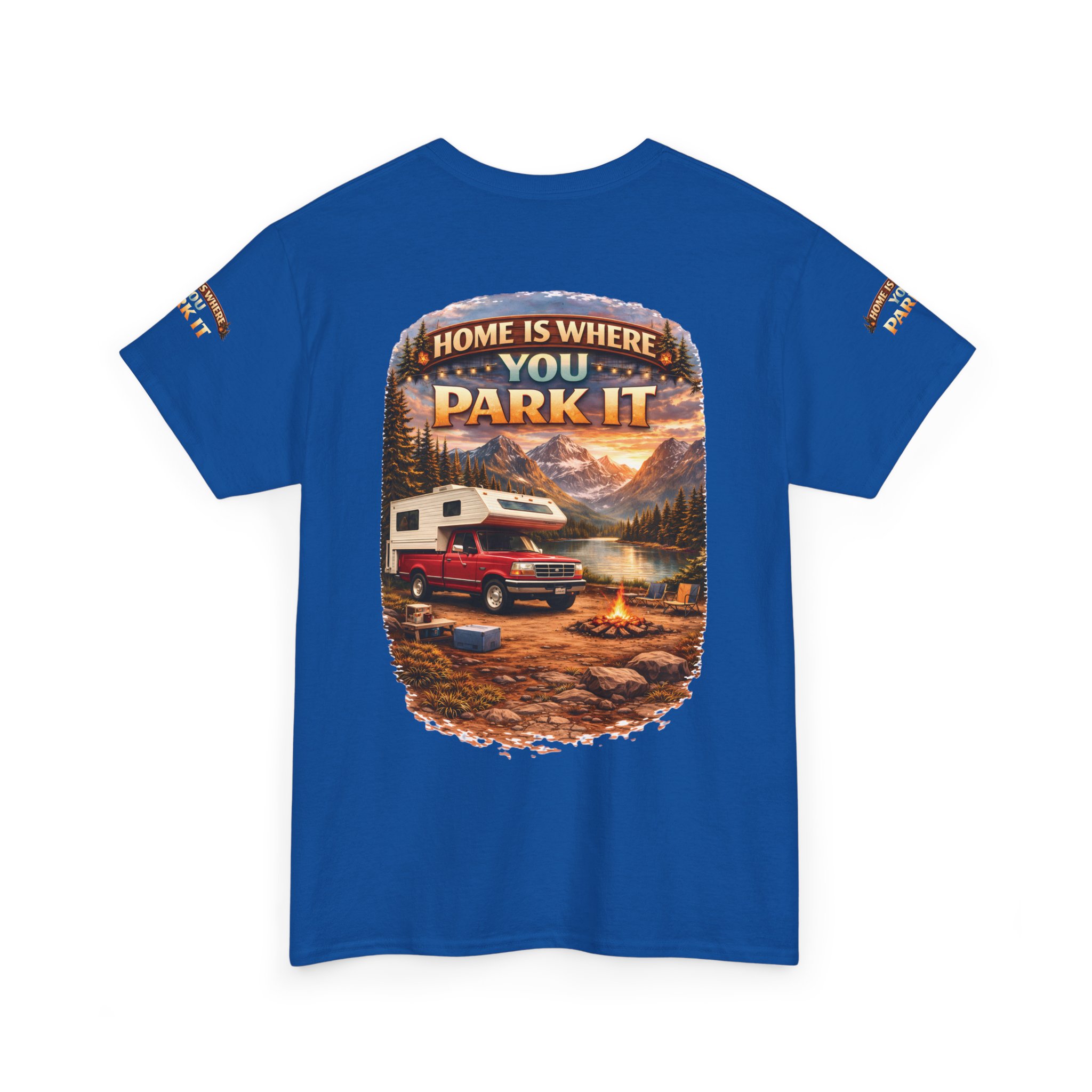 17283990881680351006_2048.jpeg Unisex Heavy Cotton Tee — "Home Is Where You Park It" Design Scenic-Line