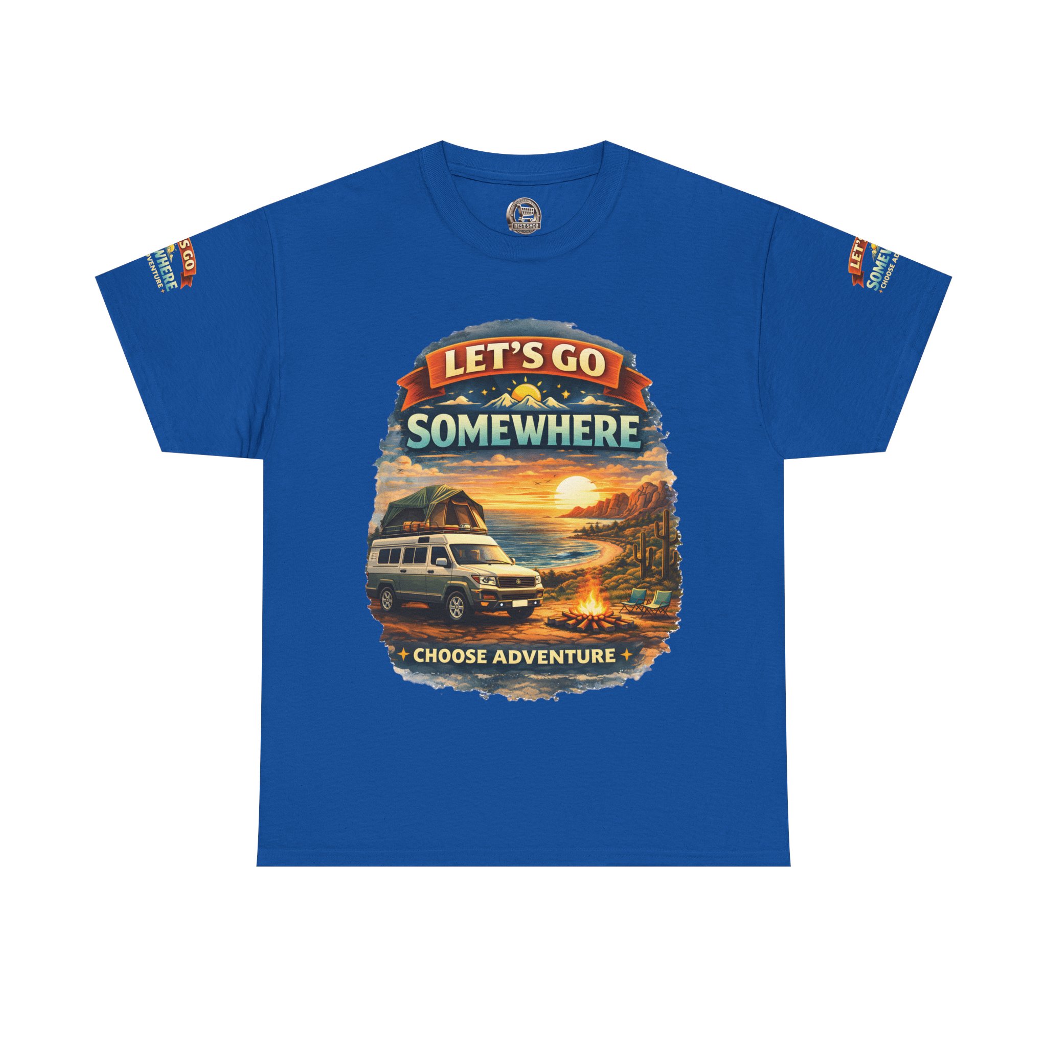 Unisex Heavy Cotton Tee — "Lets Go Somewhere" Design Scenic-Line