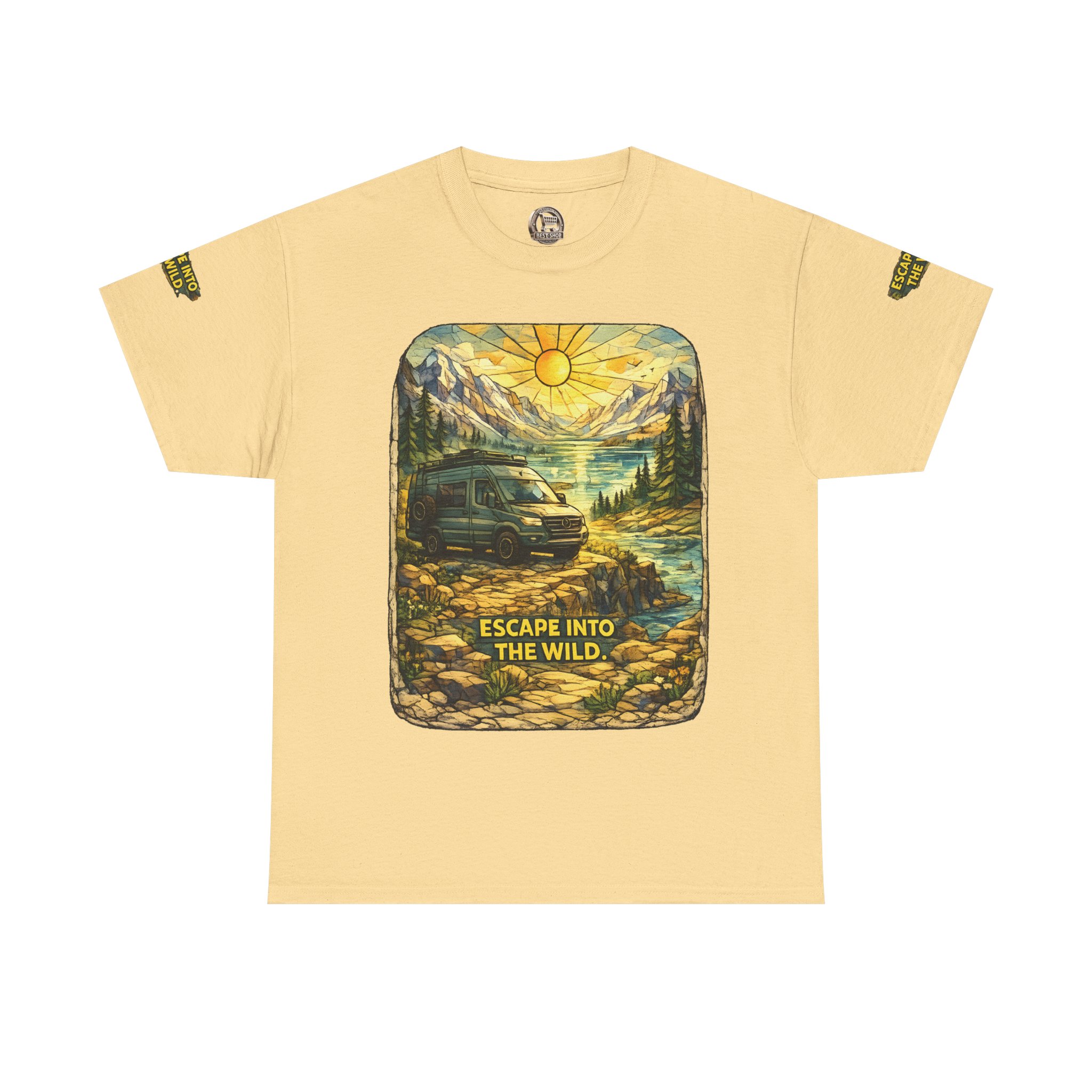 Unisex Heavy Cotton Tee — "Escape Into The Wild" Design Cubic-Line