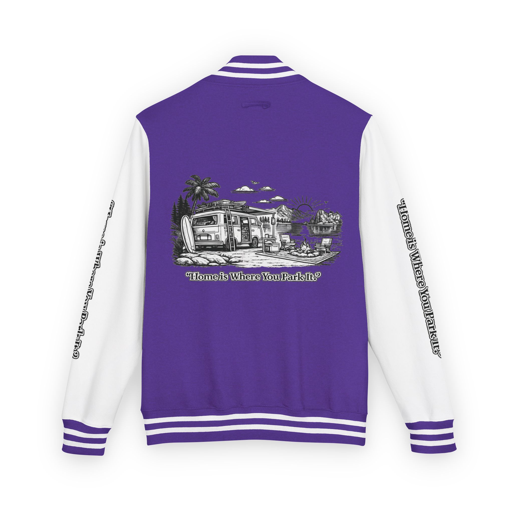 17289446995455088426_2048-1.jpeg Unisex Heavyweight Letterman Jacket — "Home Is Where You Park It" Travel Varsity Coat