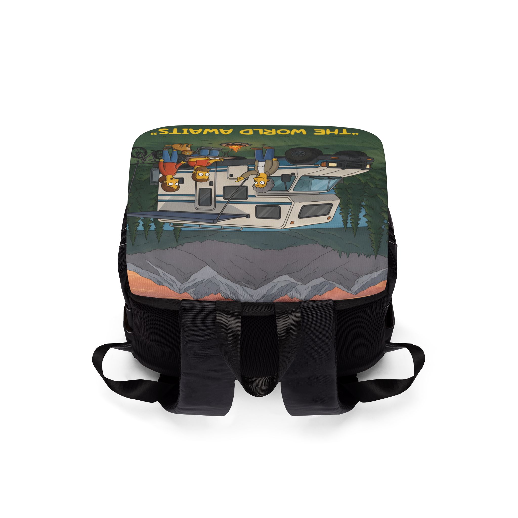 Unisex Casual Shoulder Backpack — "The World Awaits" Design Sitcom-Line