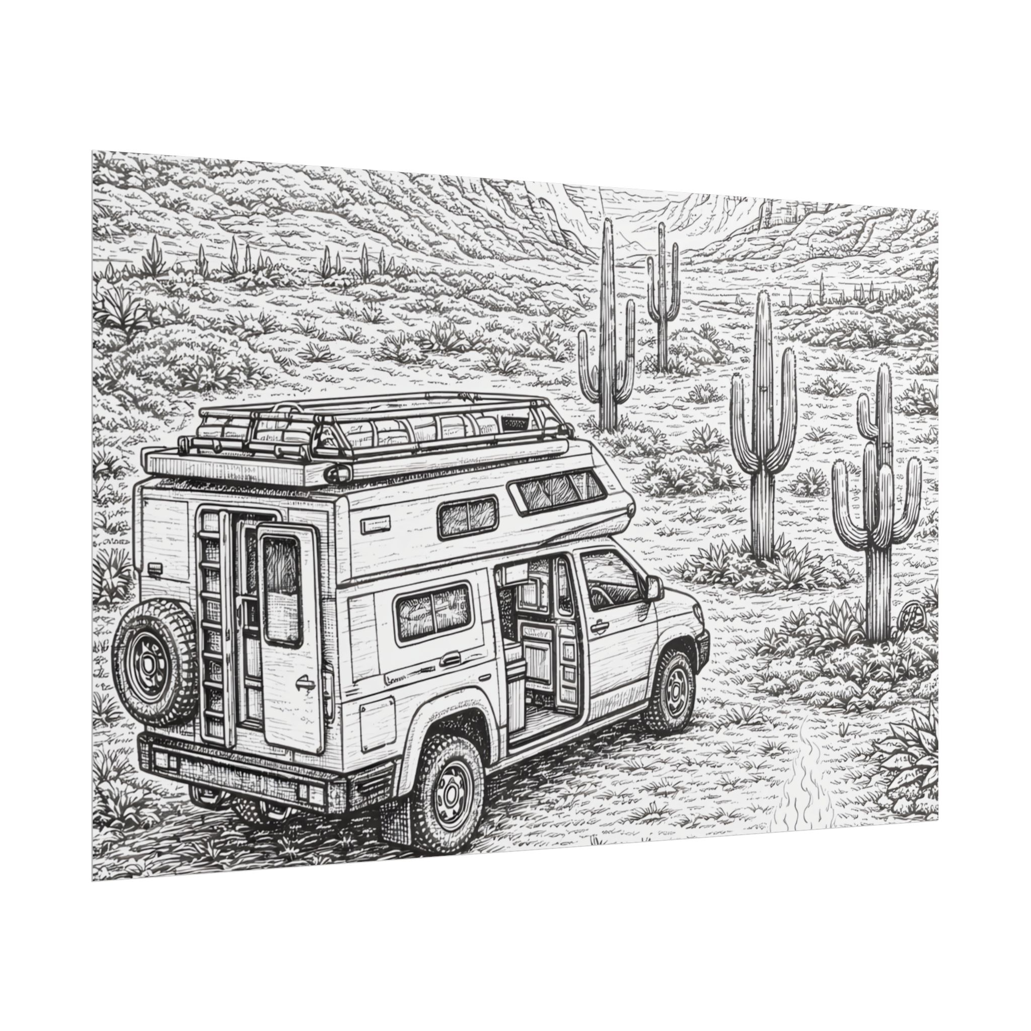 Campervan Poster — Vintage RV Camping Landscape Wall Art