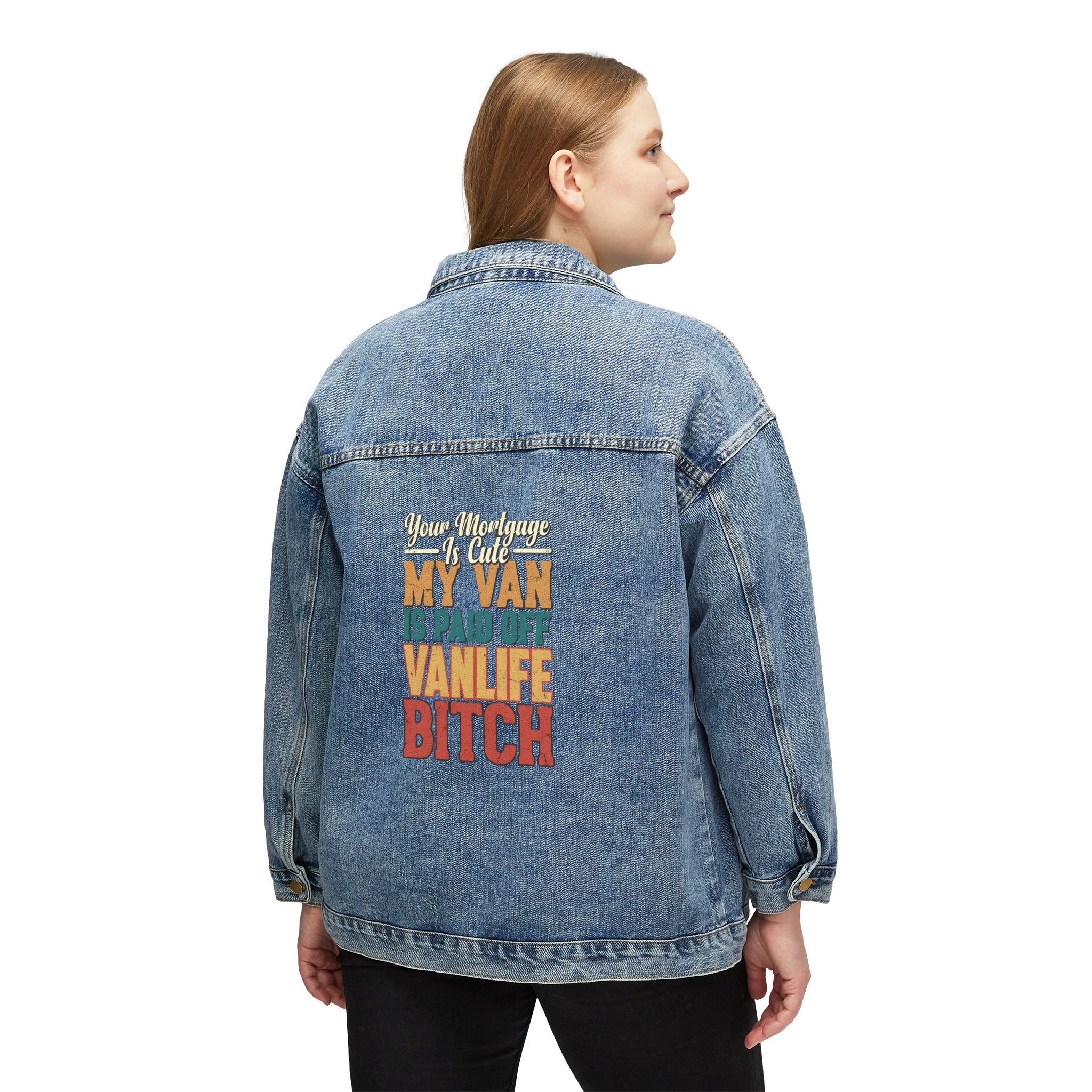 Women's Denim Jacket — "Your Mortgage Is Cute" Design F**K-Line