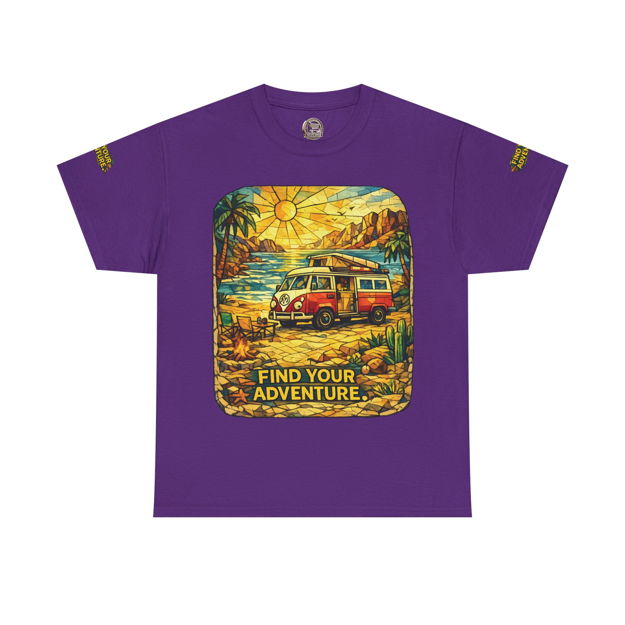Unisex Heavy Cotton Tee — "Find Your Adventure" Design Cubic-Line