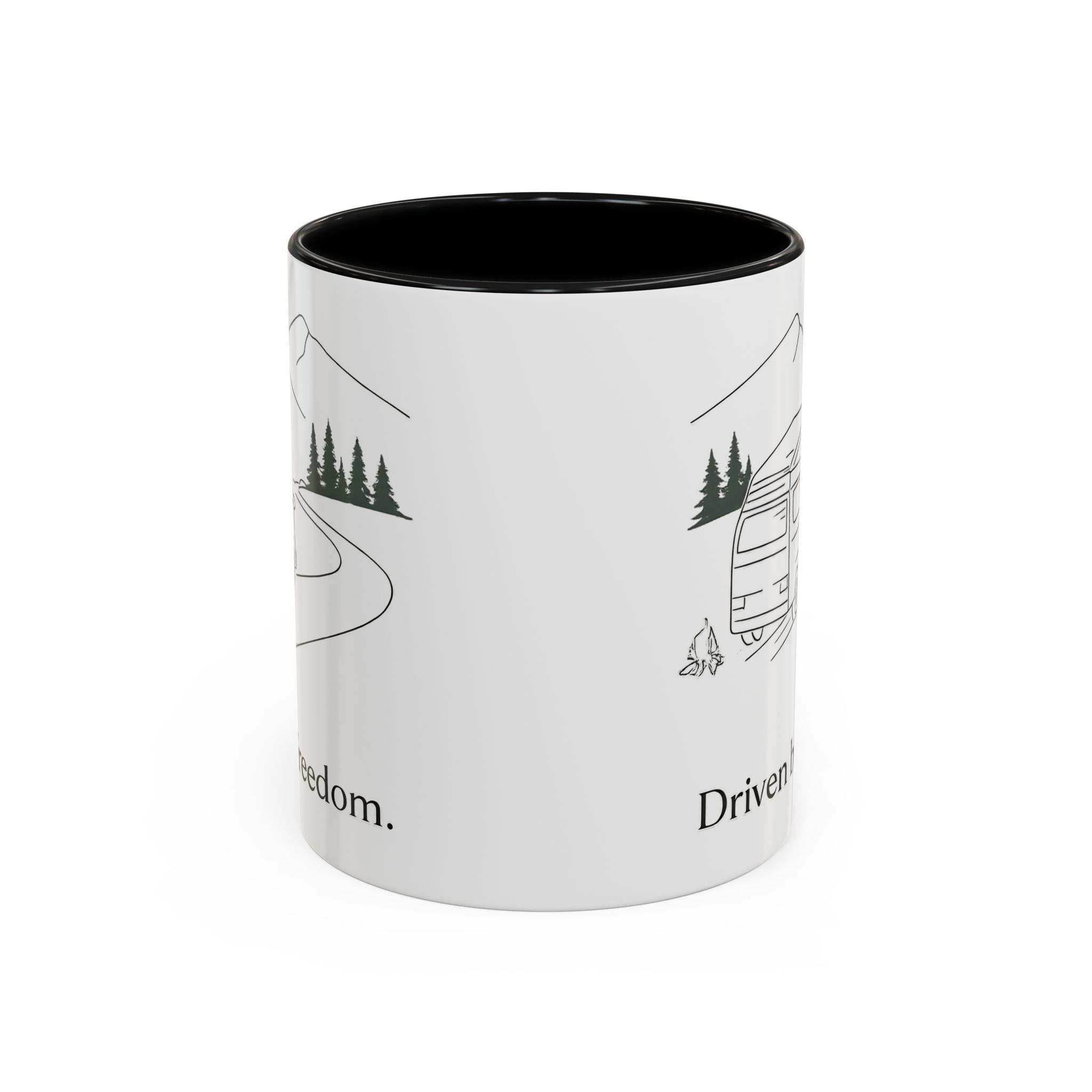 Accent Coffee Mug (11, 15oz) — "Driven By Freedom" Design Minimal-Line