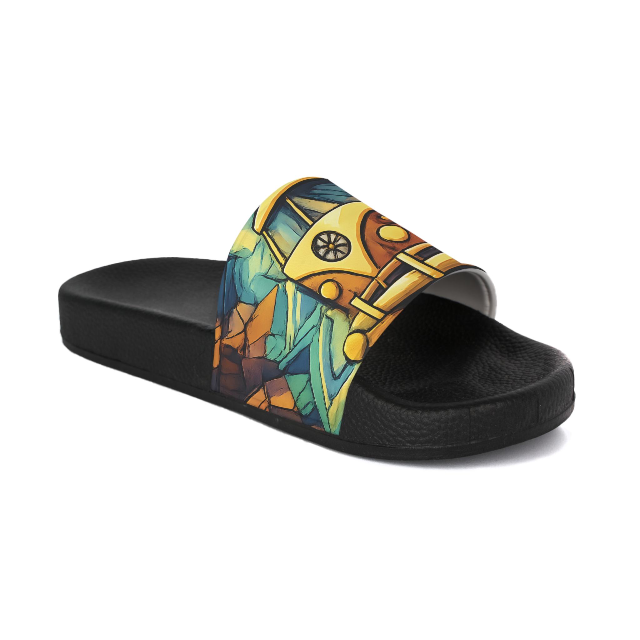 Women's Slide Sandals - Vintage Camper Slides (Cubic-Line)